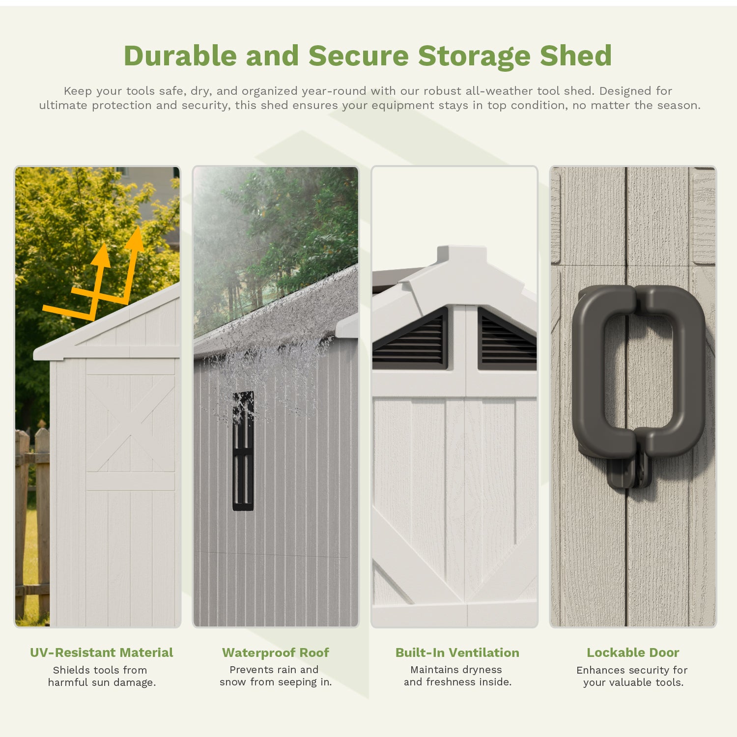 Patiowell 10x10 FT Plastic Storage Shed with Skylight & Windows & Lock