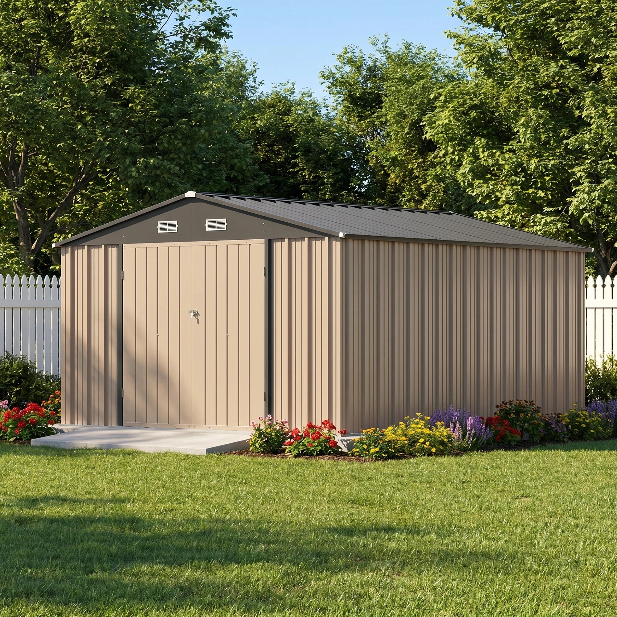 Patiowell 10x12 metal shed brown