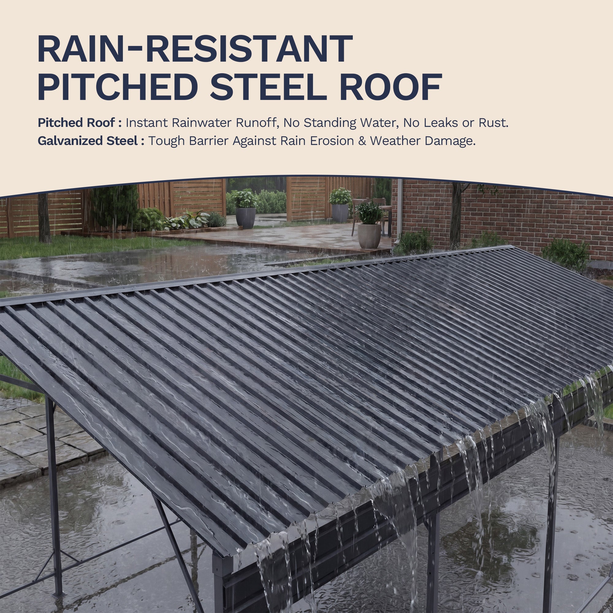 Patiowell 12'x20' Metal Carport with Vertical Roof, Black