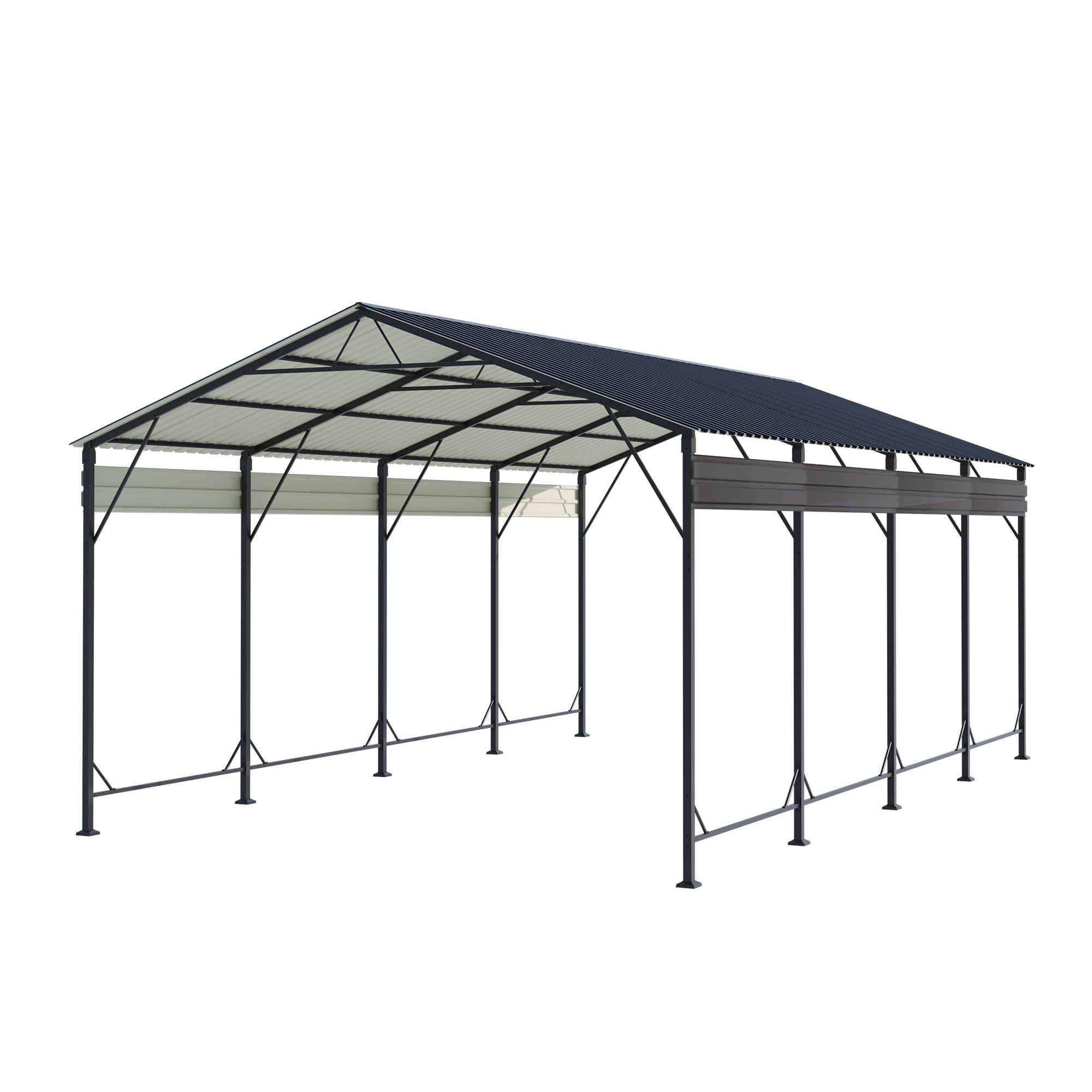Patiowell 12'x20' Metal Carport with Vertical Roof, Black