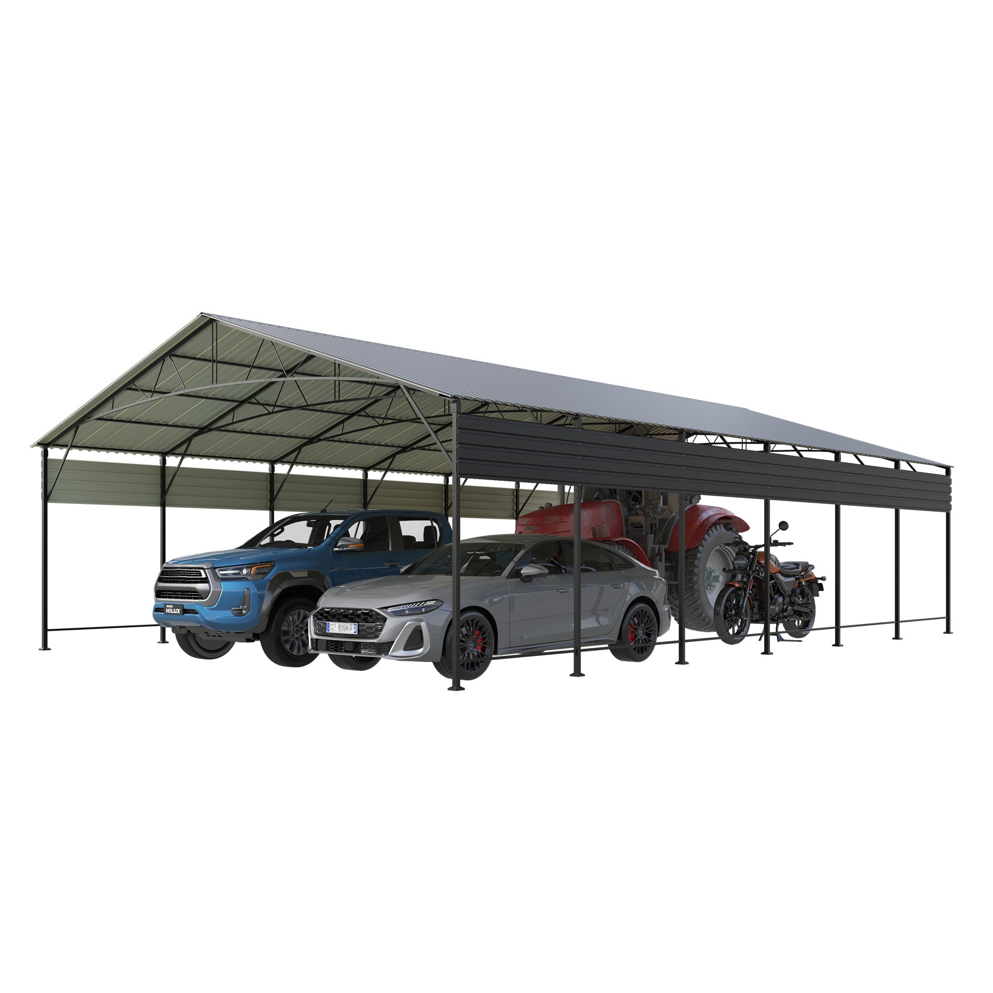 Patiowell 20x30 ft Outdoor Metal Carport, Black