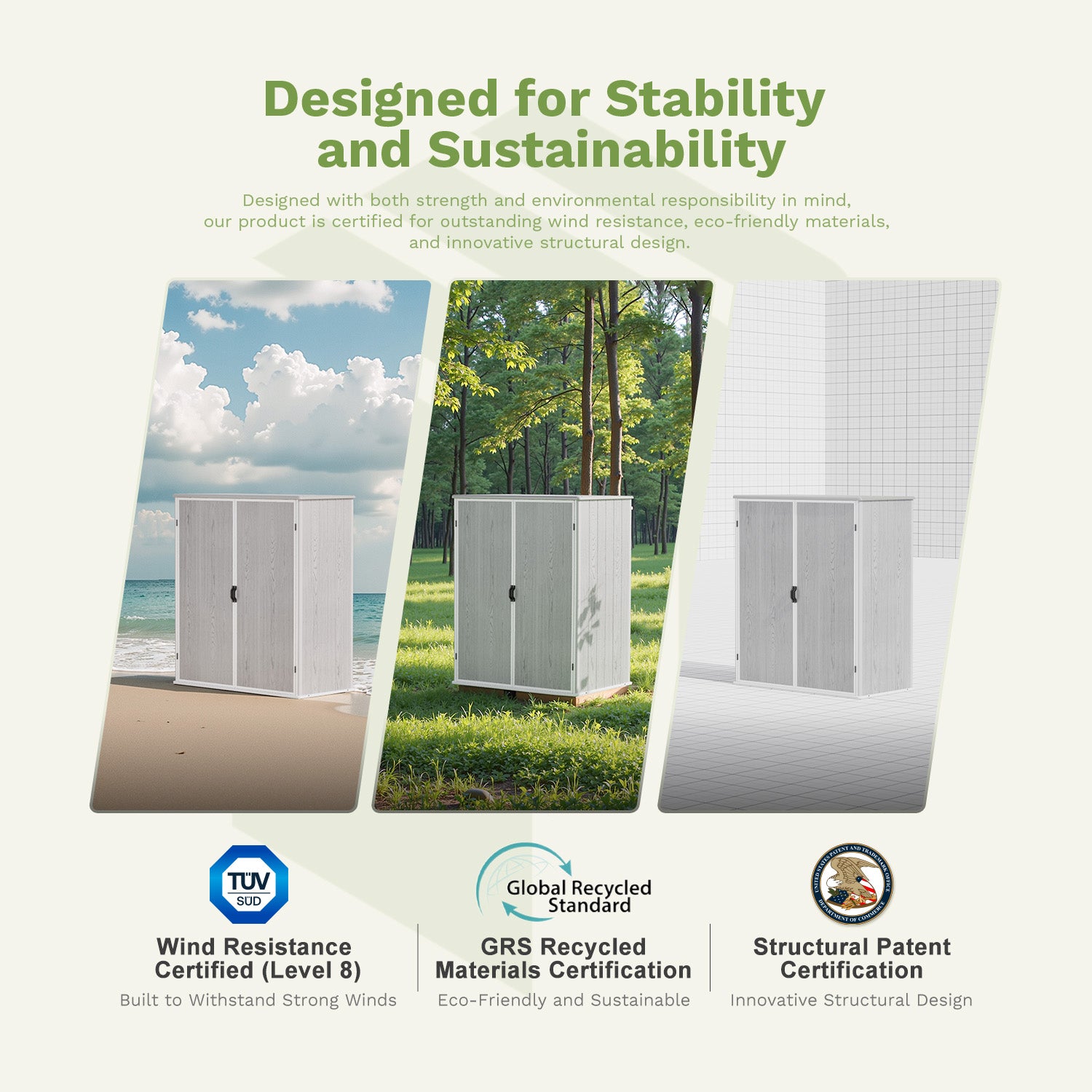 Patiowell 5x3 Plastic Outdoor Storage Shed with Lockable Door, Gray