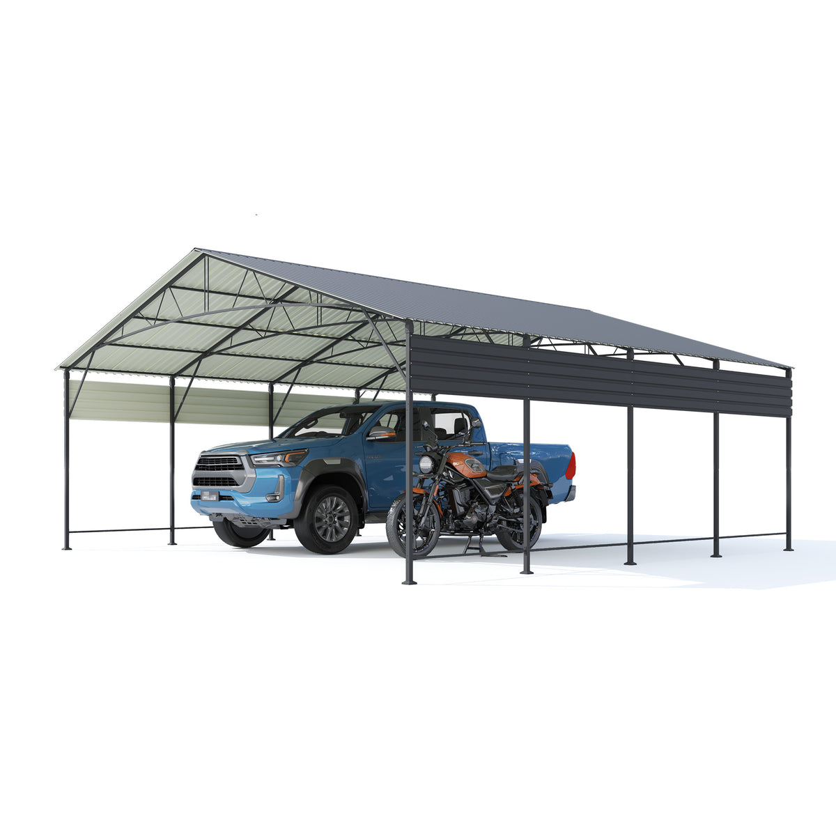 Patiowell 20x20 ft Outdoor Metal Carport, Black