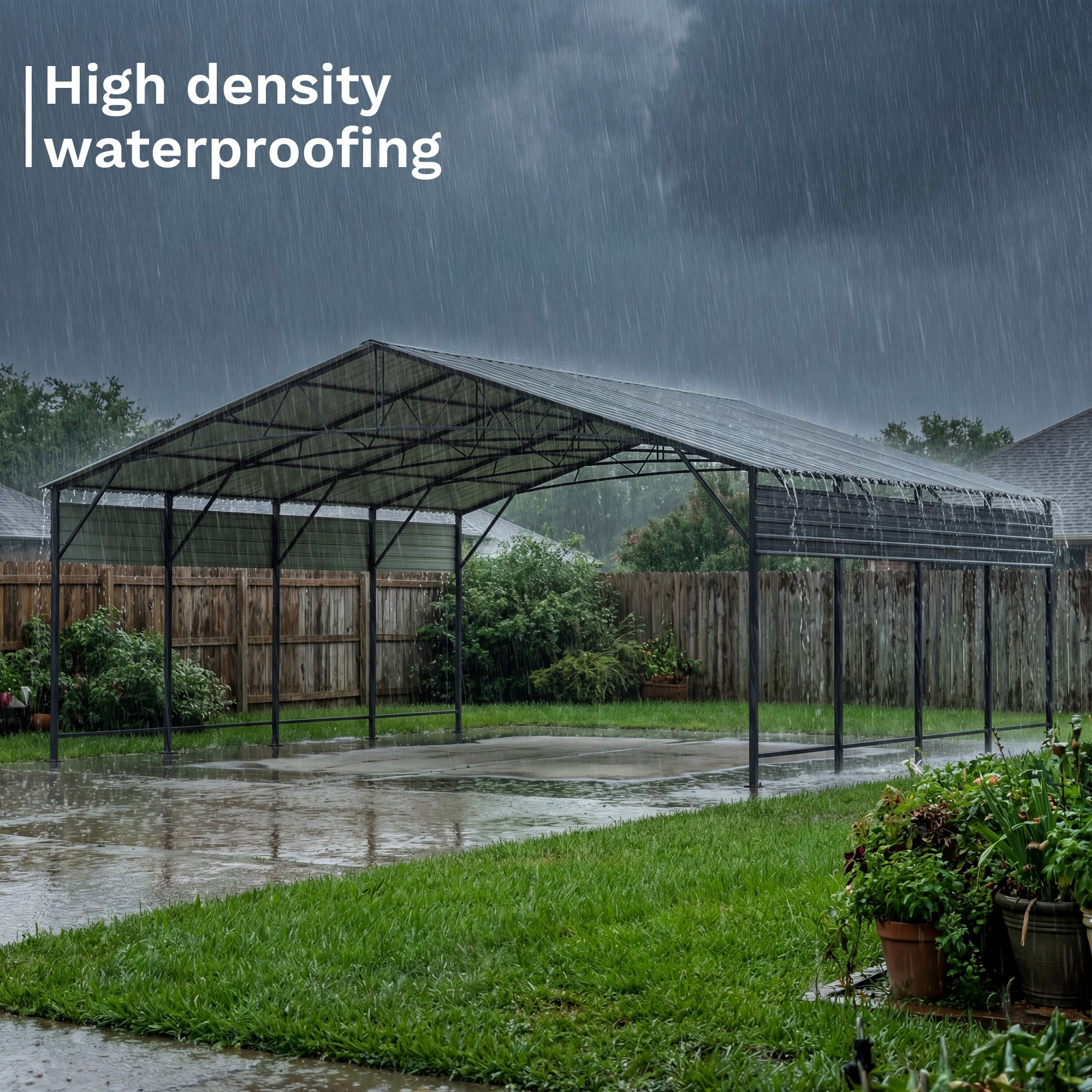 Patiowell 20x20 ft Outdoor Metal Carport, Black