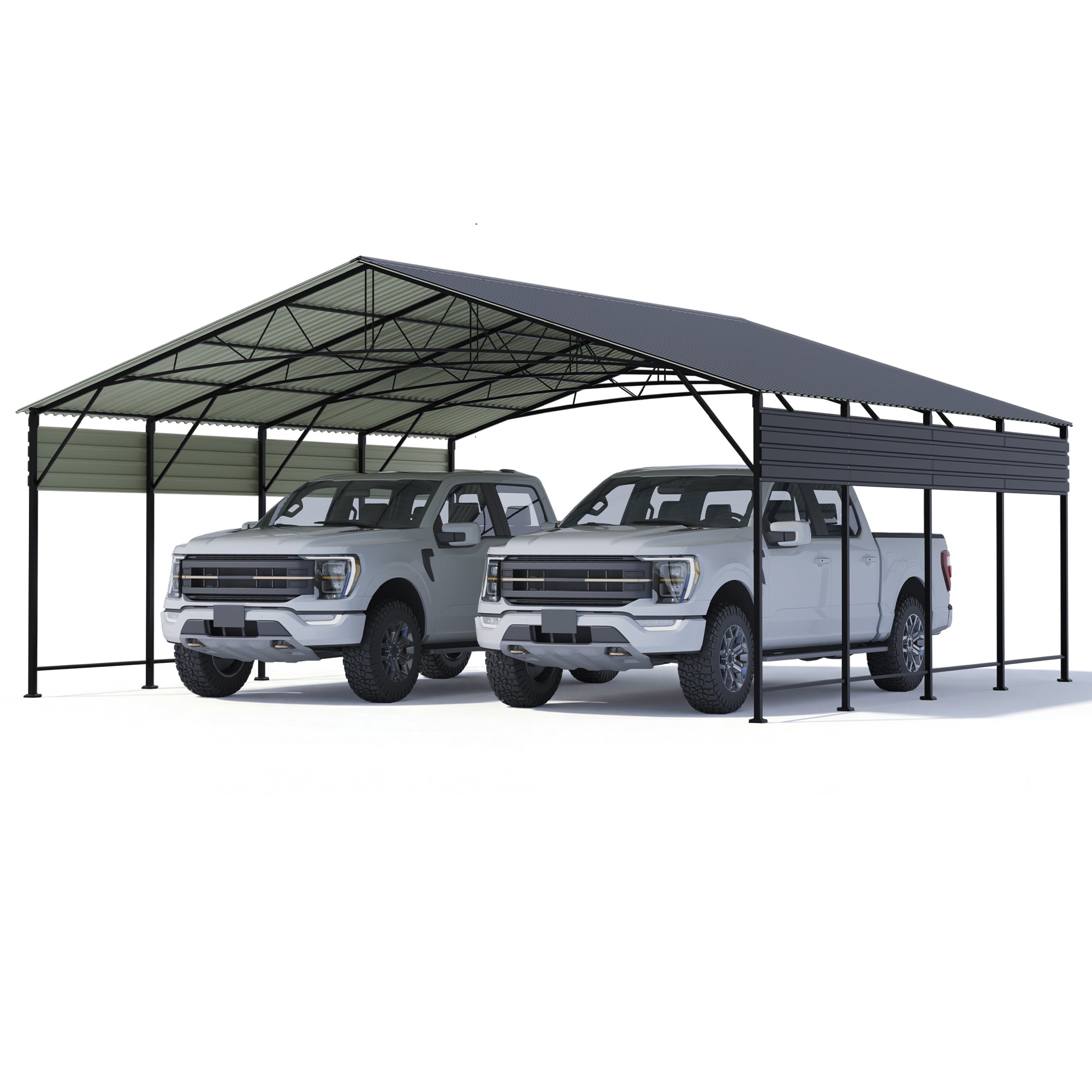 Patiowell 20x20 ft Outdoor Metal Carport, Black
