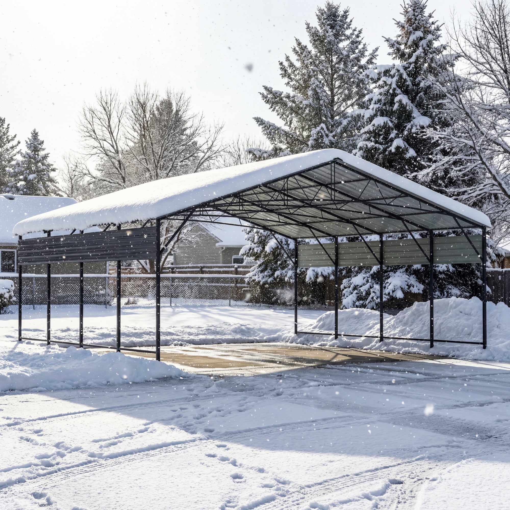 Patiowell 20x20 ft Outdoor Metal Carport, Black