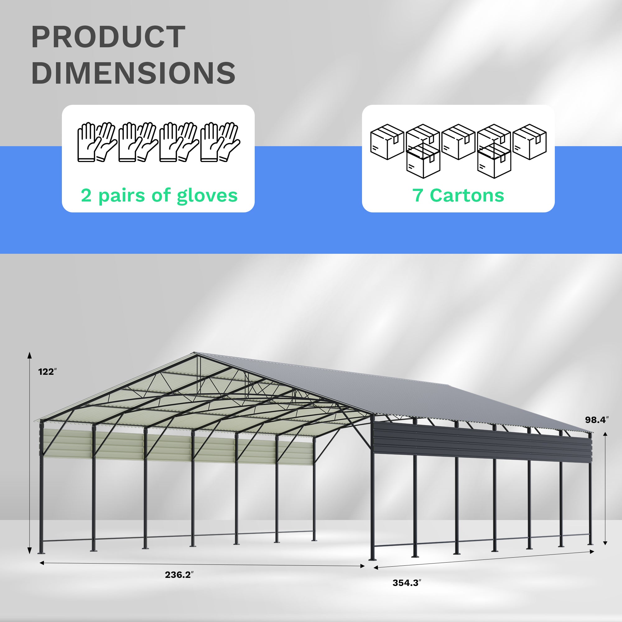 Patiowell 20x30 ft Outdoor Metal Carport, Black