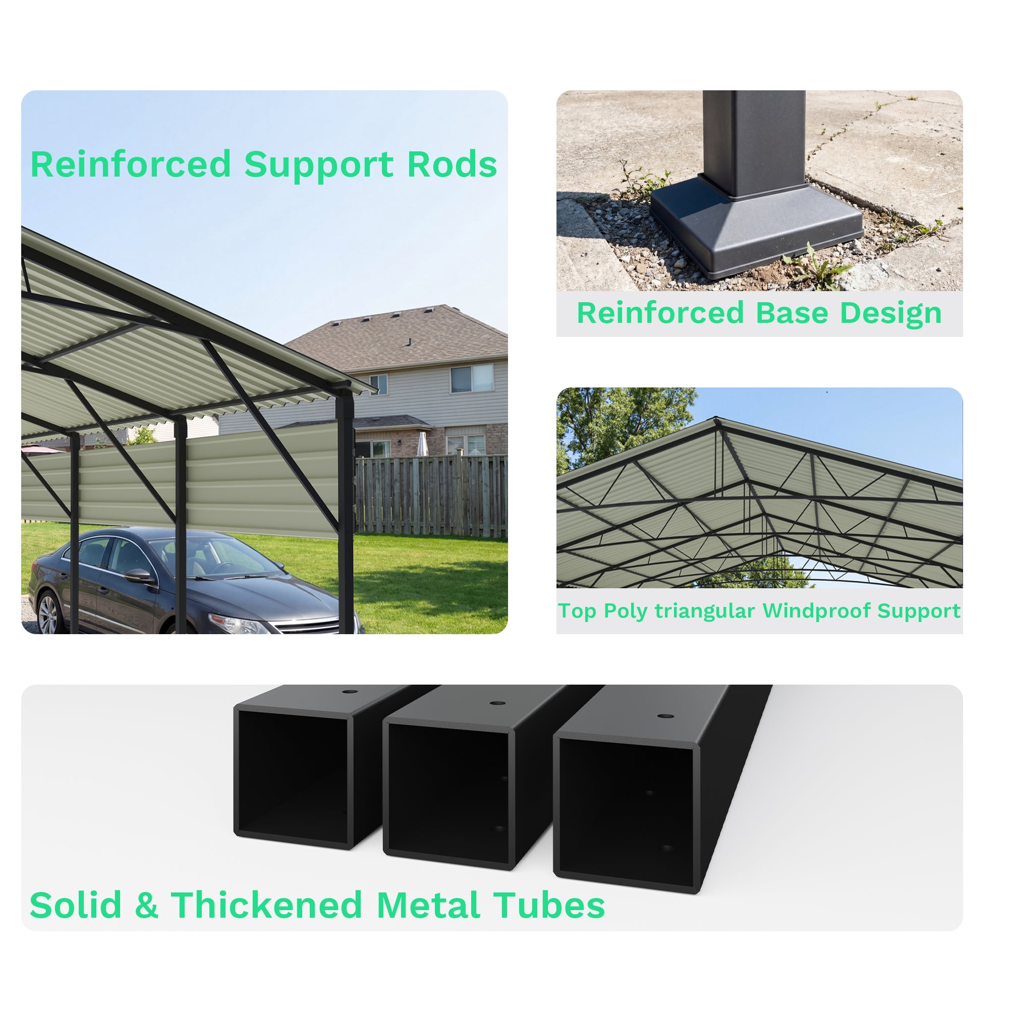 Patiowell 20x30 ft Outdoor Metal Carport, Black