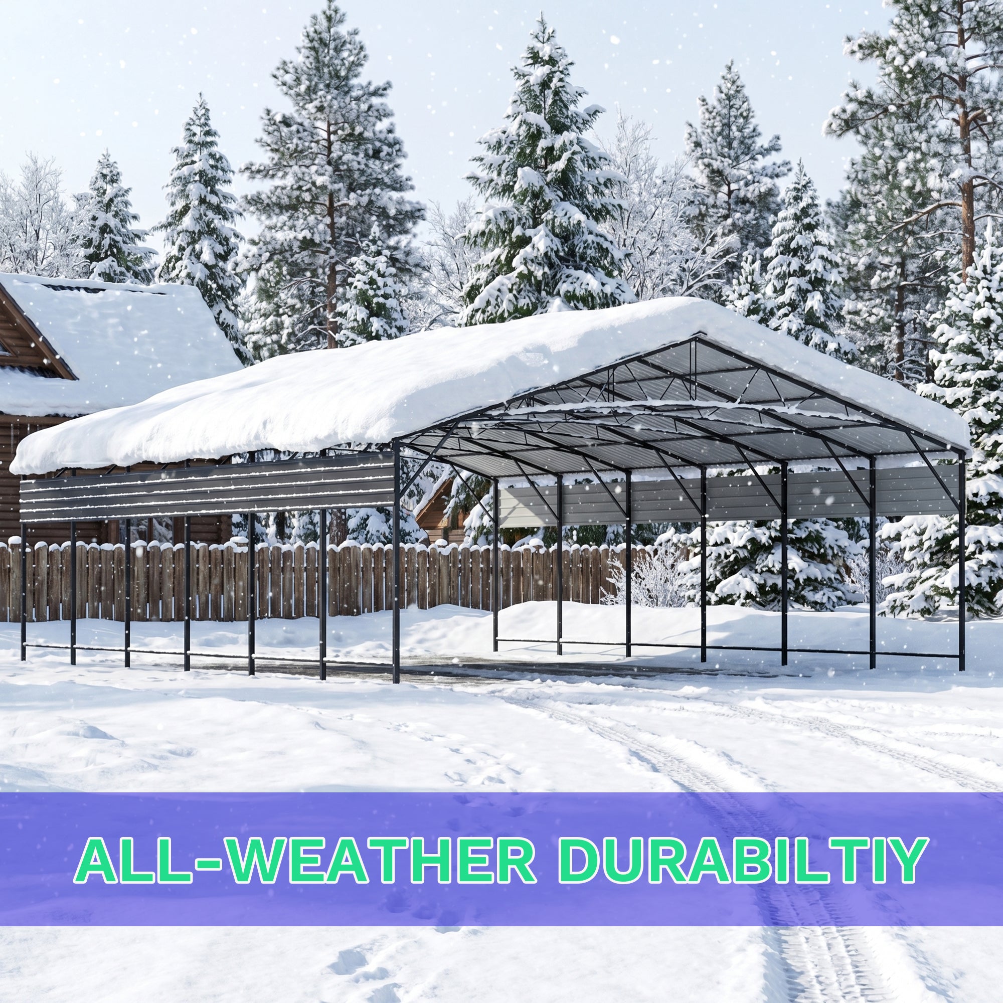 Patiowell 20x30 ft Outdoor Metal Carport, Black