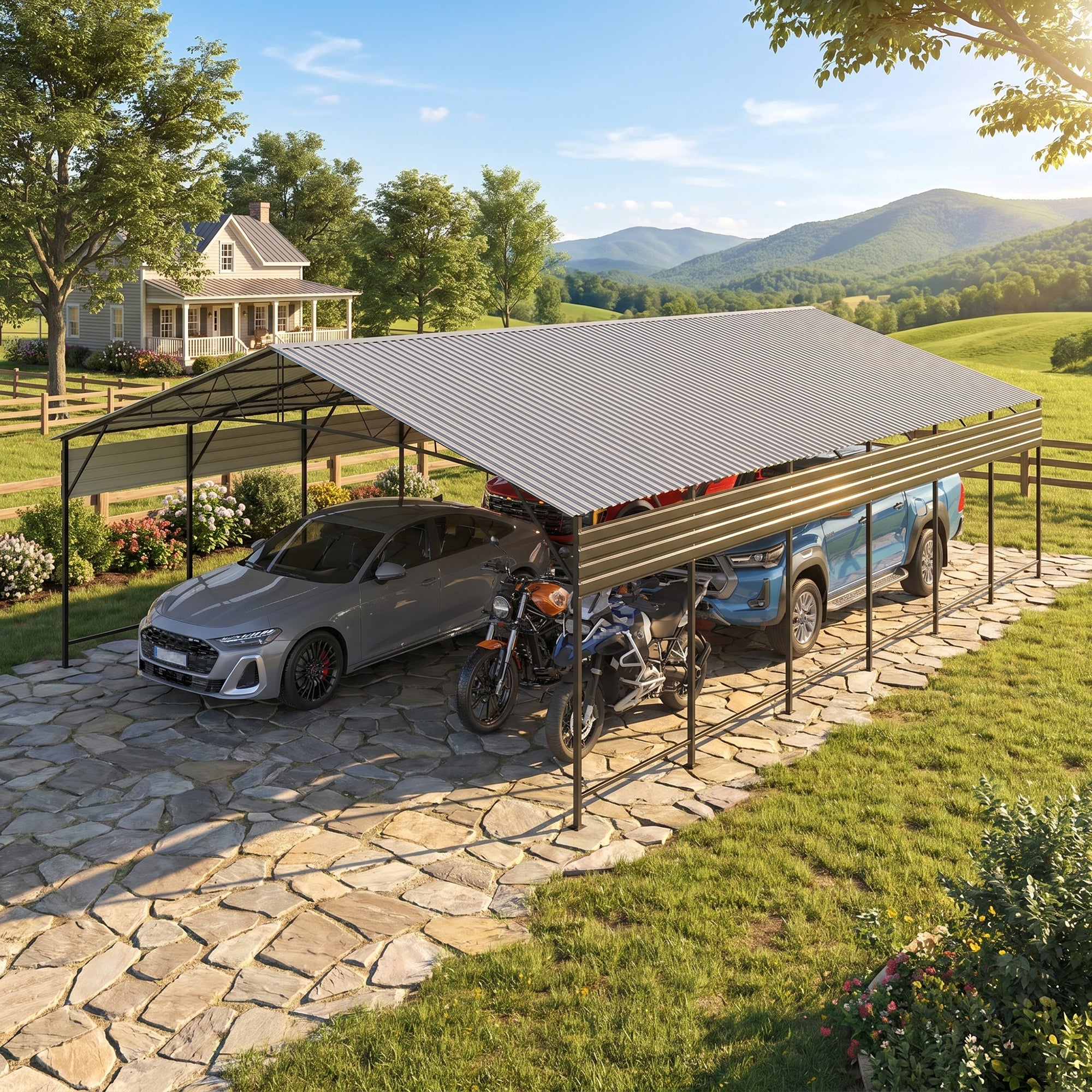 Patiowell 20x30 ft Outdoor Metal Carport, Black