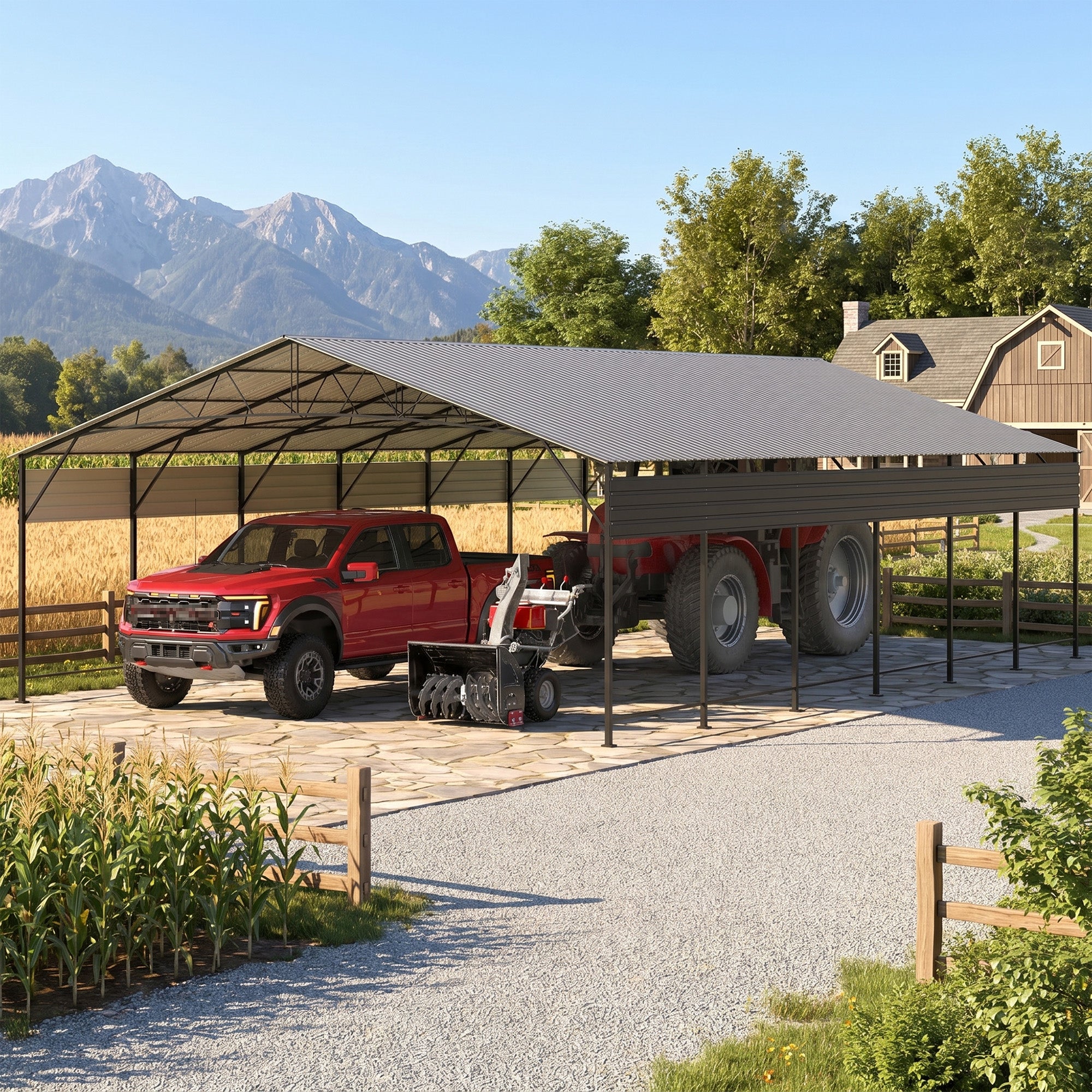 Patiowell 20x30 ft Outdoor Metal Carport, Black