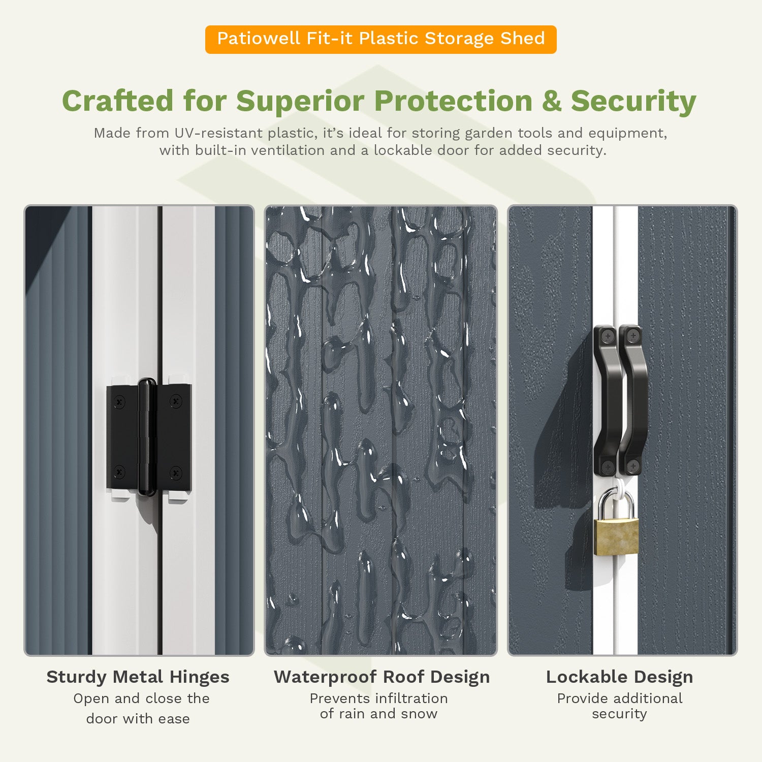 Patiowell 5x3 Plastic Outdoor Storage Shed with Lockable Door, Dark Gray