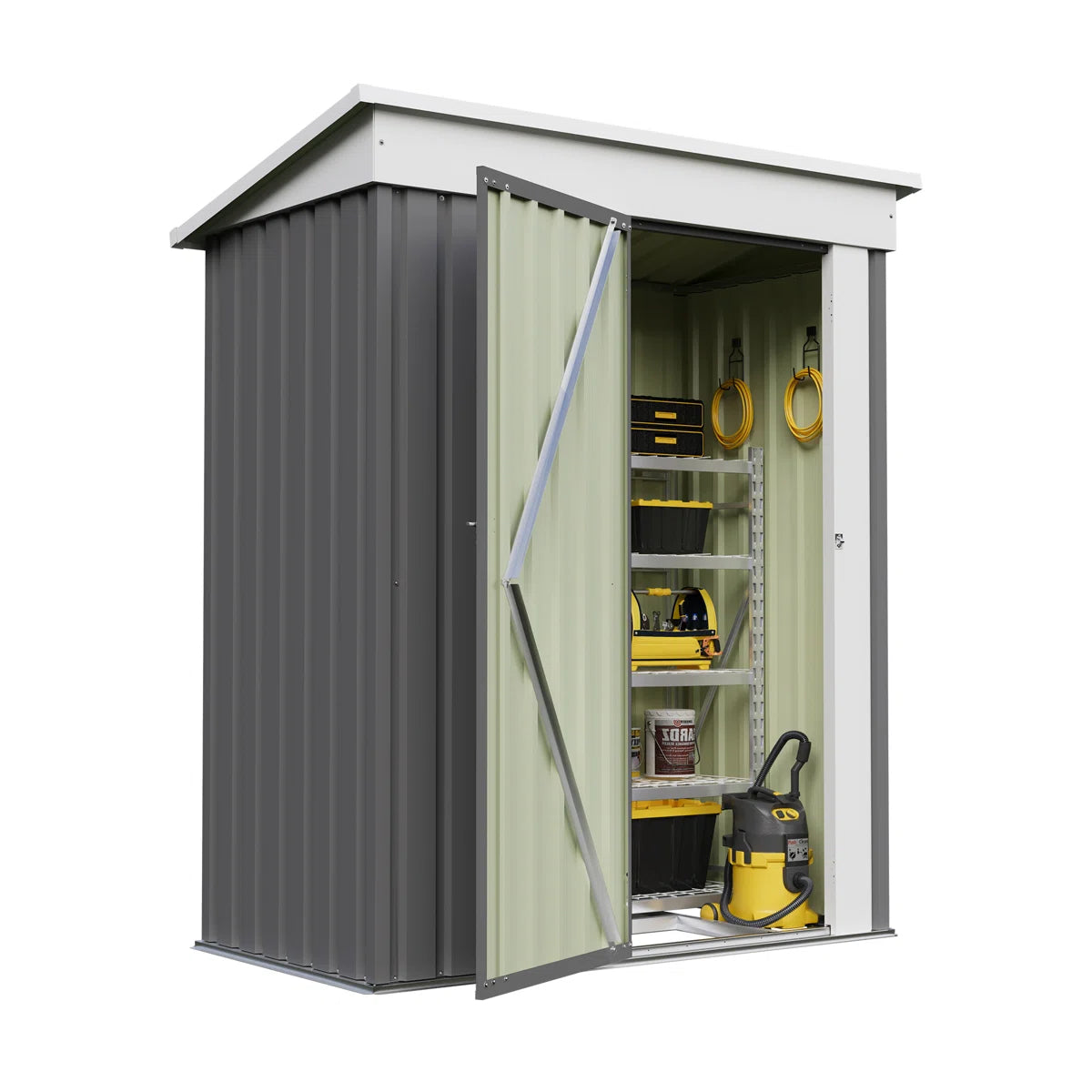 Patiowell 5x3 Metal Shed with Floor Frame, Gray
