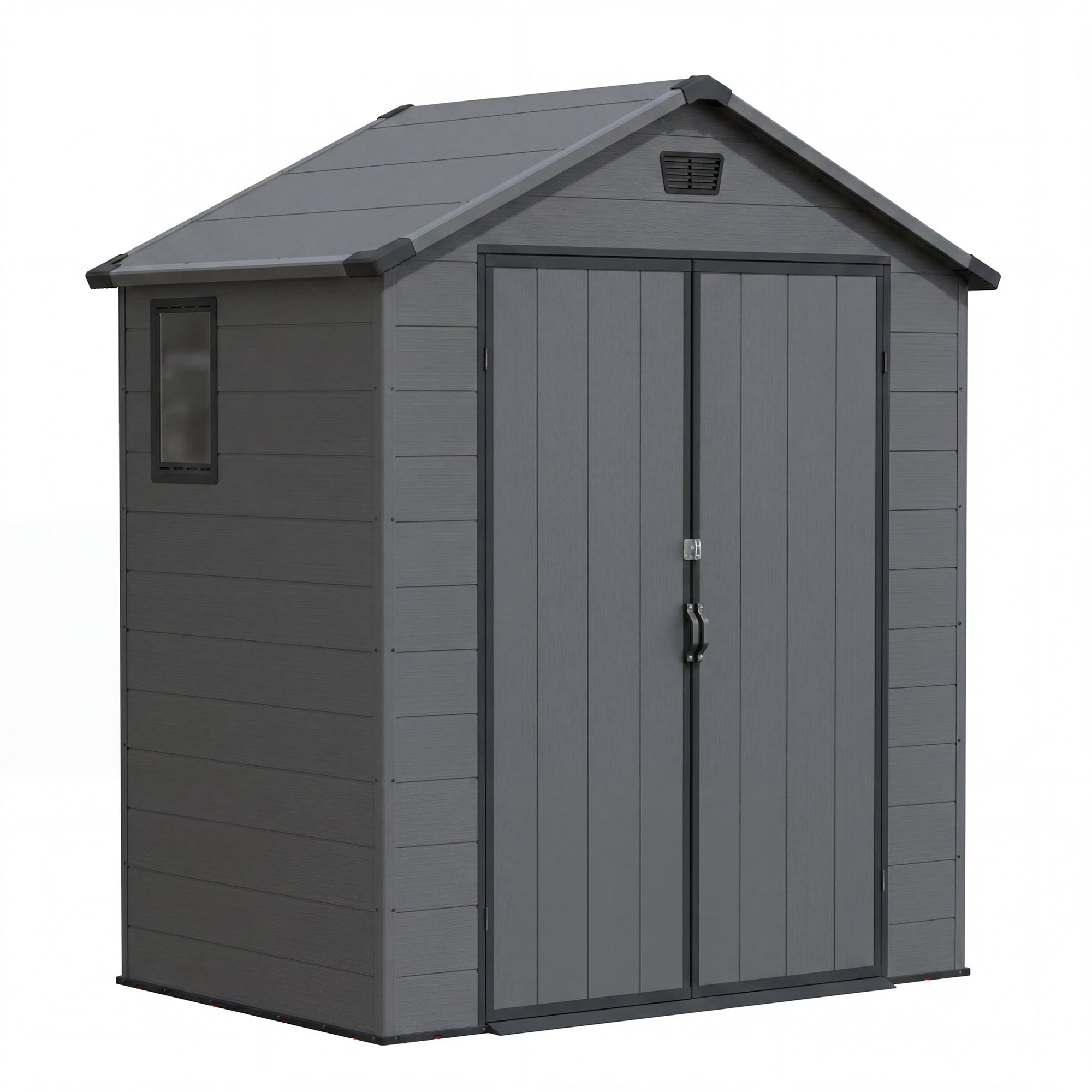 Patiowell 6x4 Plastic Shed with Window, Vent & Sloped Roof, Dark Gray