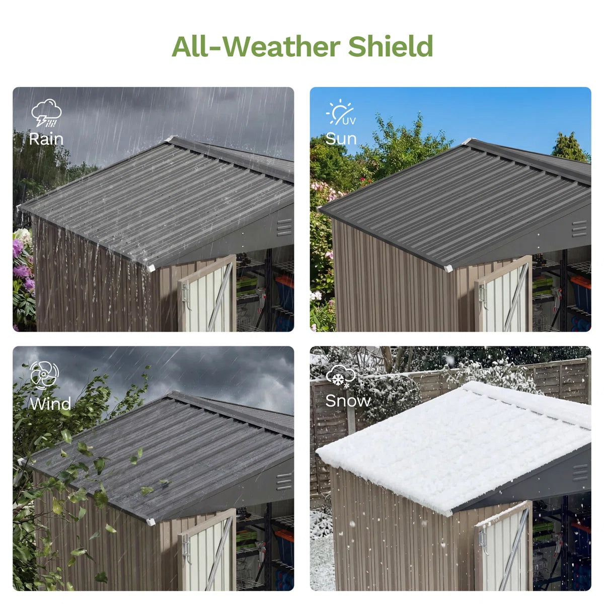 Patiowell 8x6 Metal Shed with Floor Frame, Brown