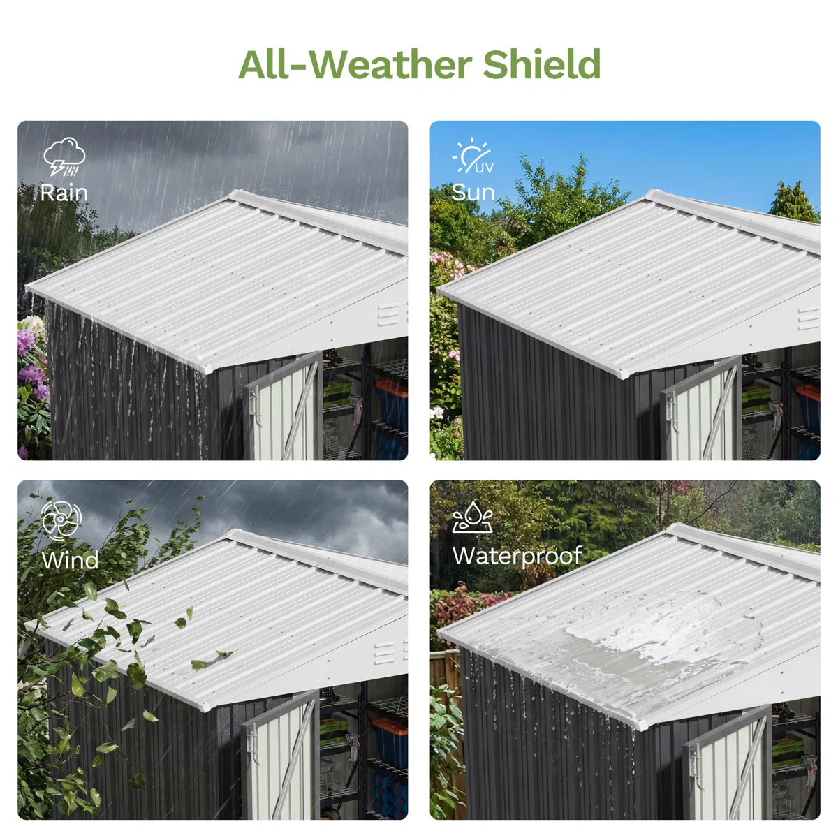 Patiowell 8x6 Metal Shed with Floor Frame, Gray