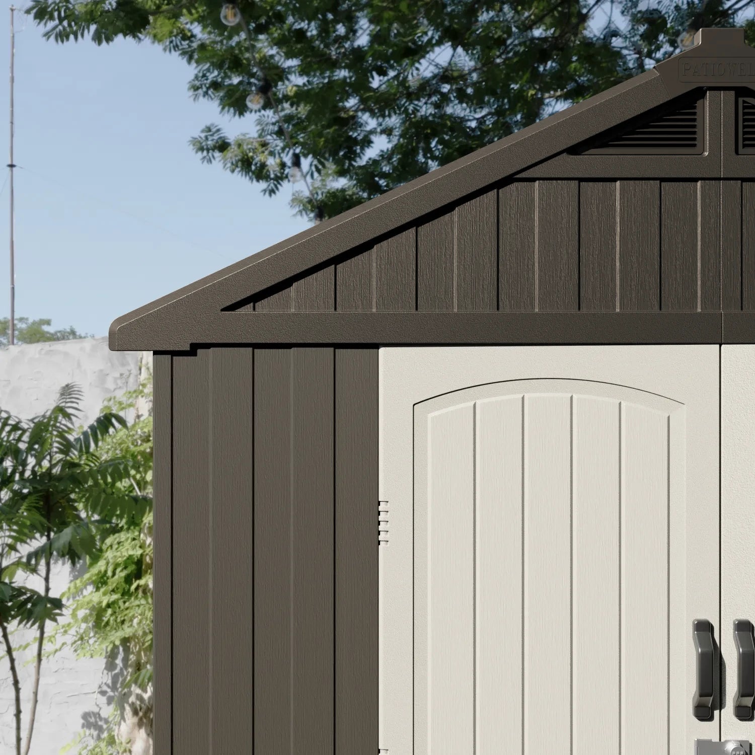 Kick-it 8x8 Plastic Storage Shed with Floor, Brown