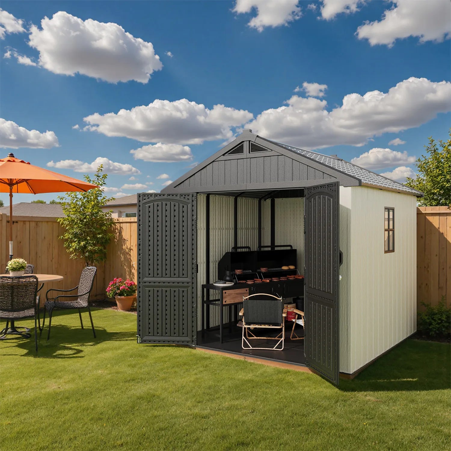 Patiowell_kick-it_8x8_plastic_shed
color:gray white|Led Lighting:included