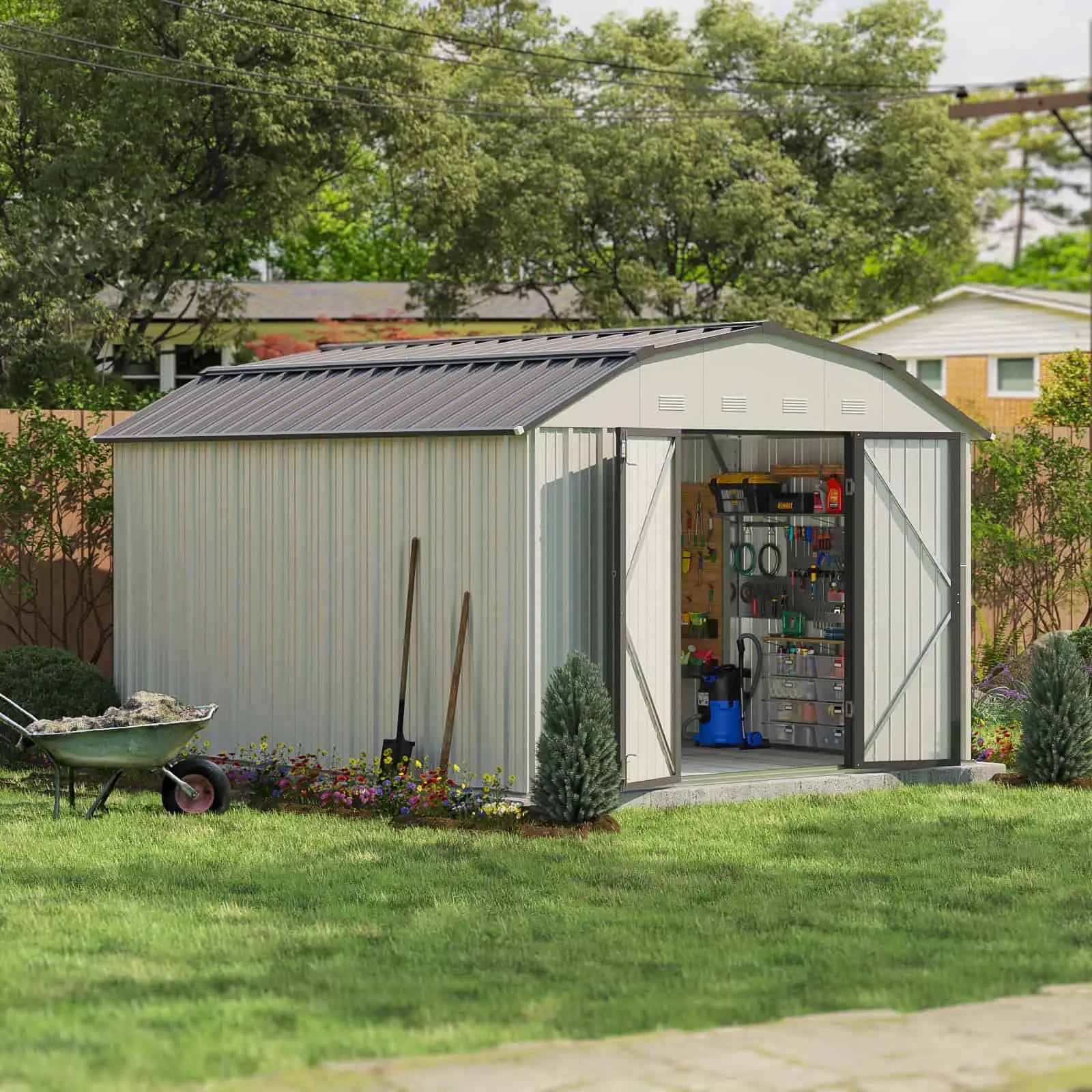 Patiowell 10x12 bran style Shed in Backyard