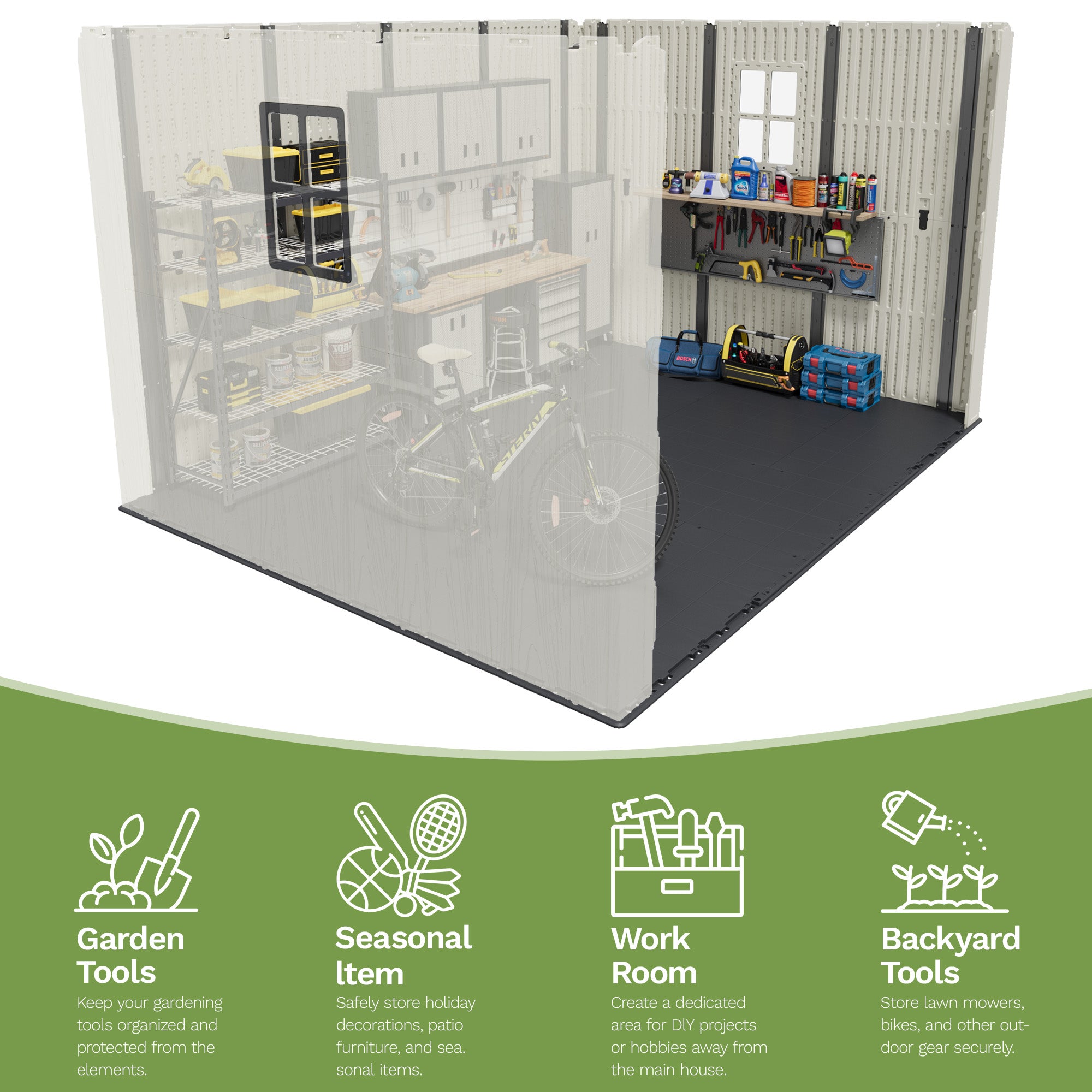 Patiowell 10x8ft Resin Storage Shed-9
Size:10x8