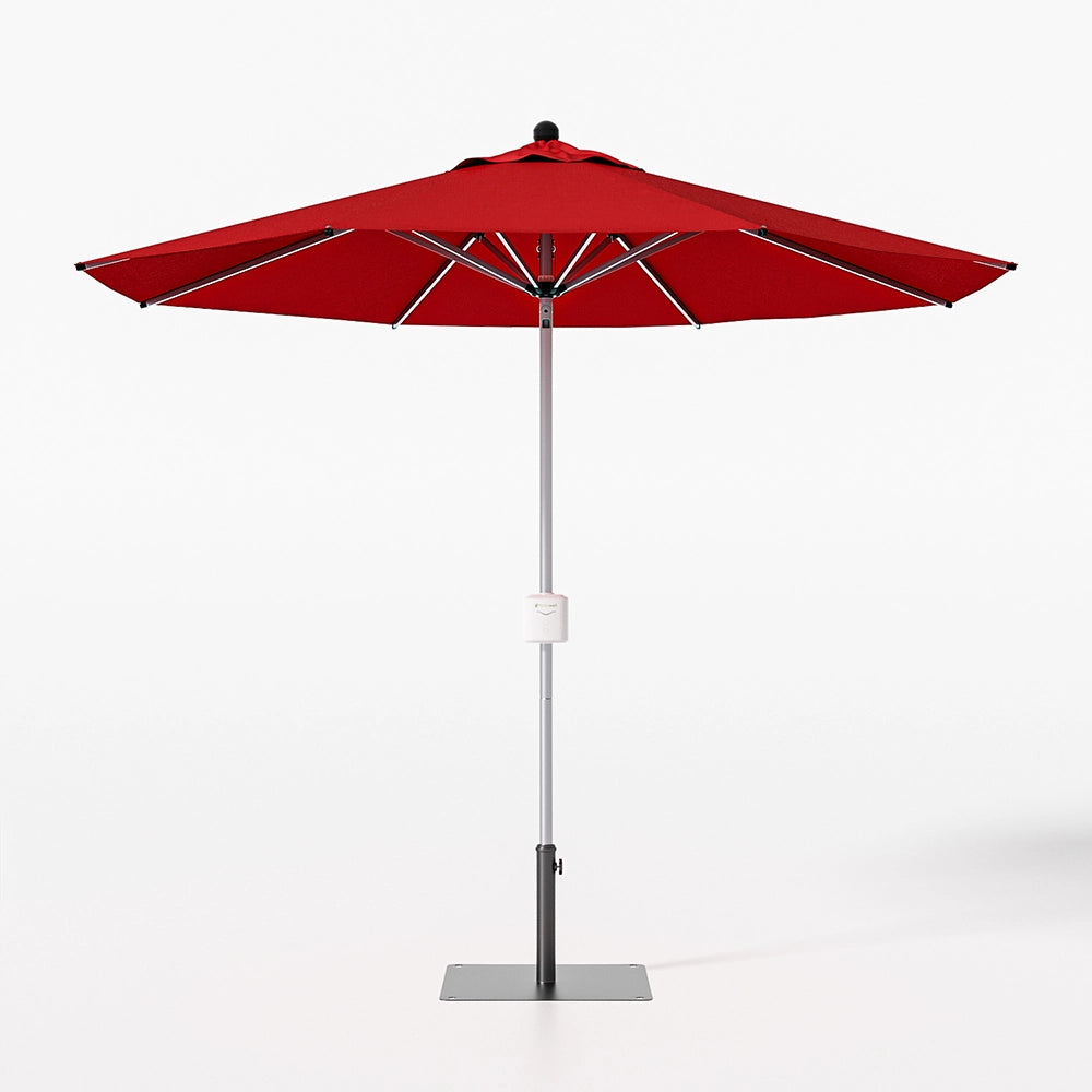 9ft Market Umbrella with Base & Remote Control, Red | Patiowell