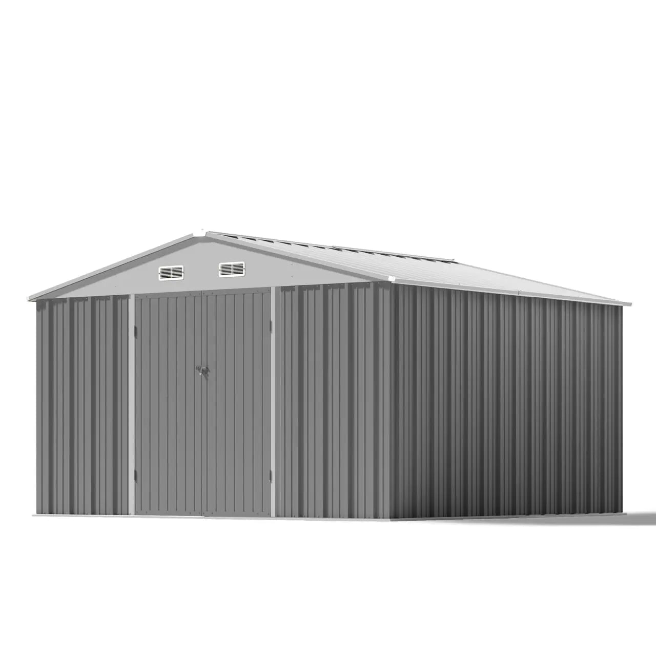 patiowell 10x10 metal storage shed in cool gray color:cool gray|style:without floor base