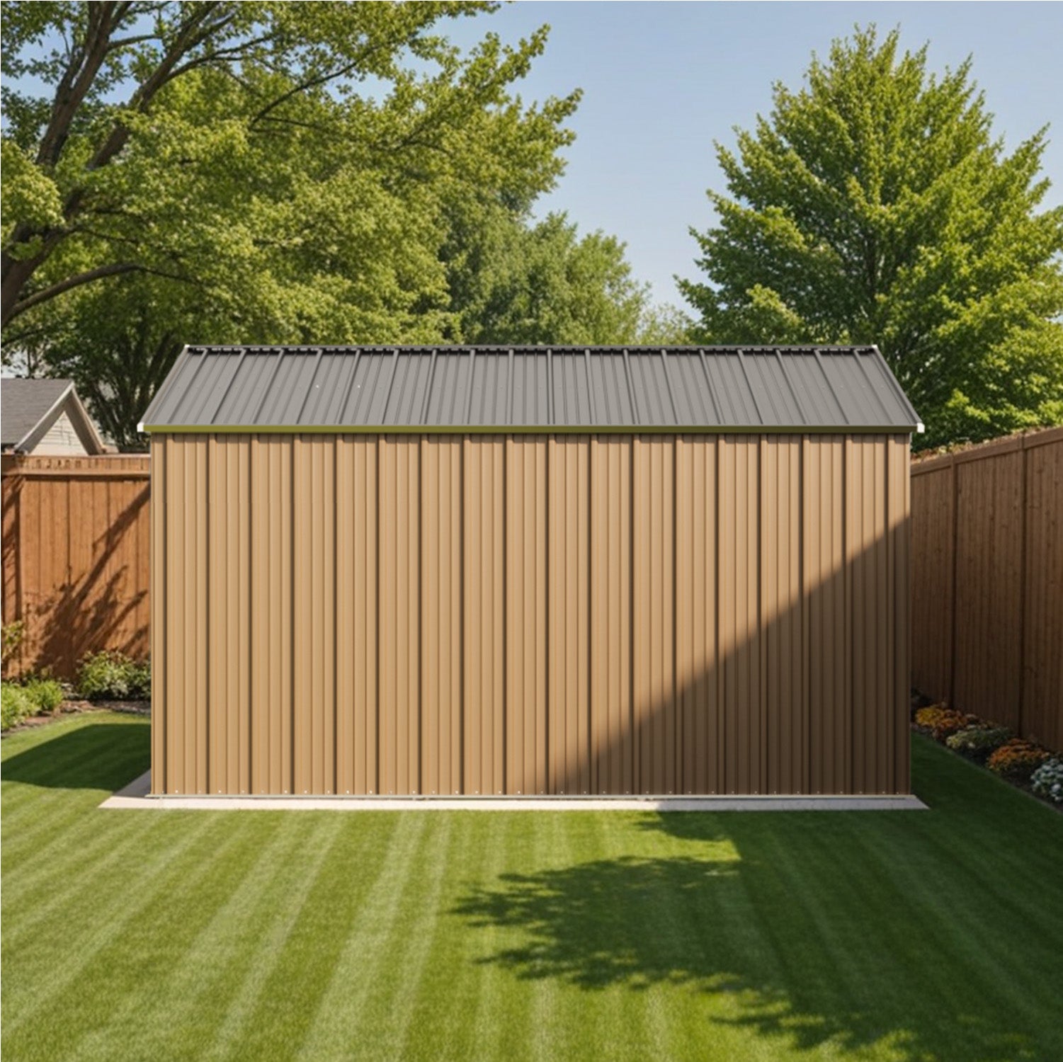 patiowell 12x12 outdoor metal shed
color:Khaki|Size:12x12