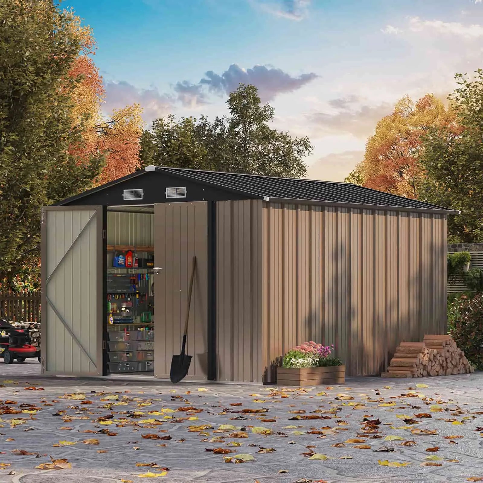 8x12 large shed color:Khaki