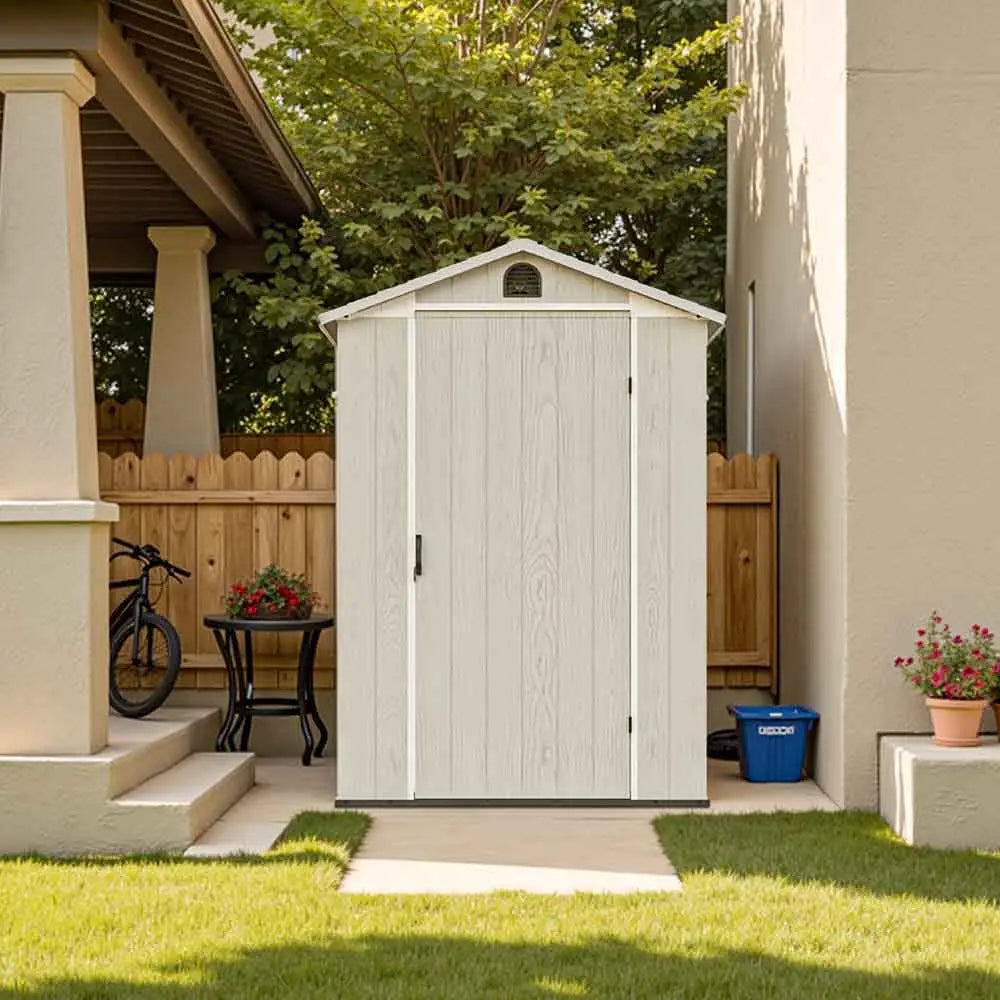 patiowell-fit-it-4x4-plastic-storage-shed in patio
color:white