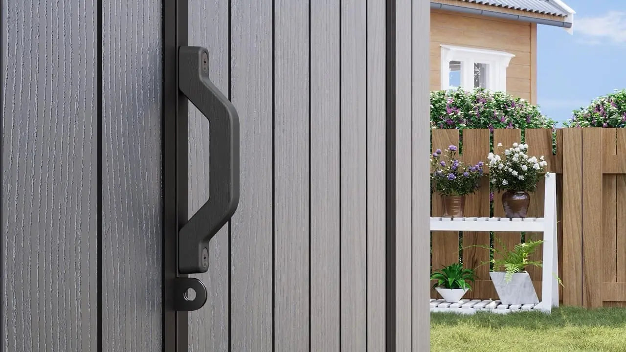 4x6 plastic storage shed sturdy handle design