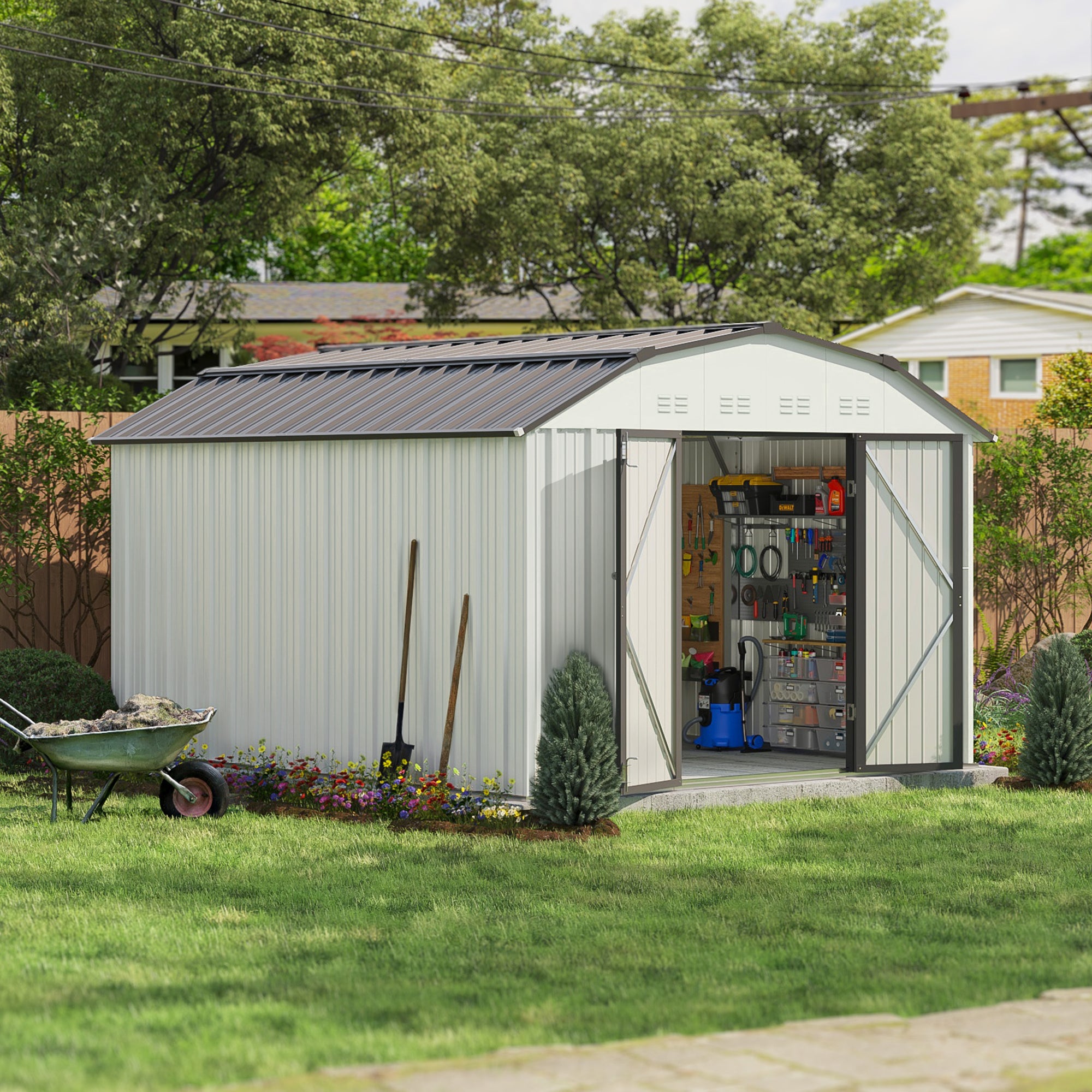Patiowell 10x12 metal shed with barn style