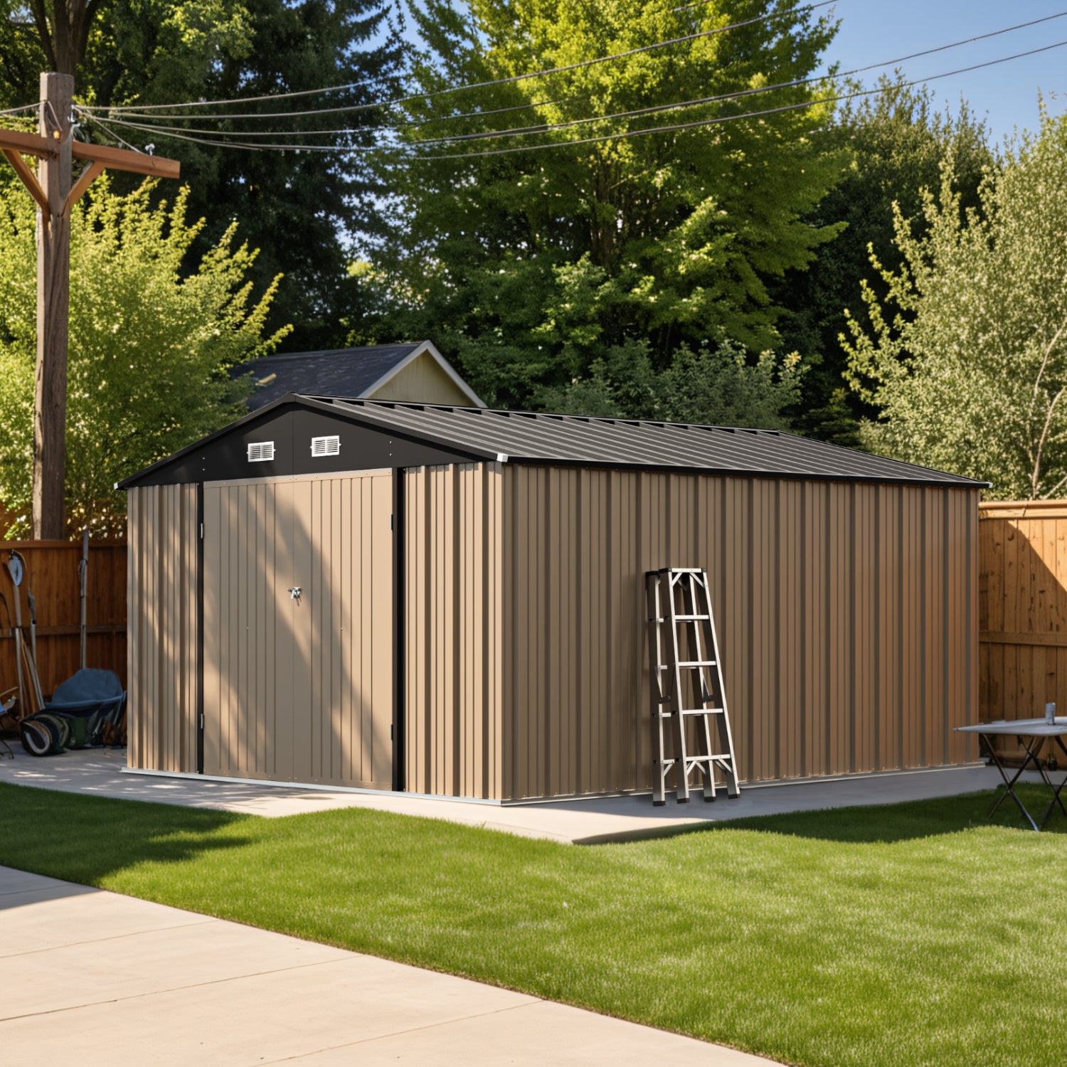 Patiowell 10x12 metal shed brown