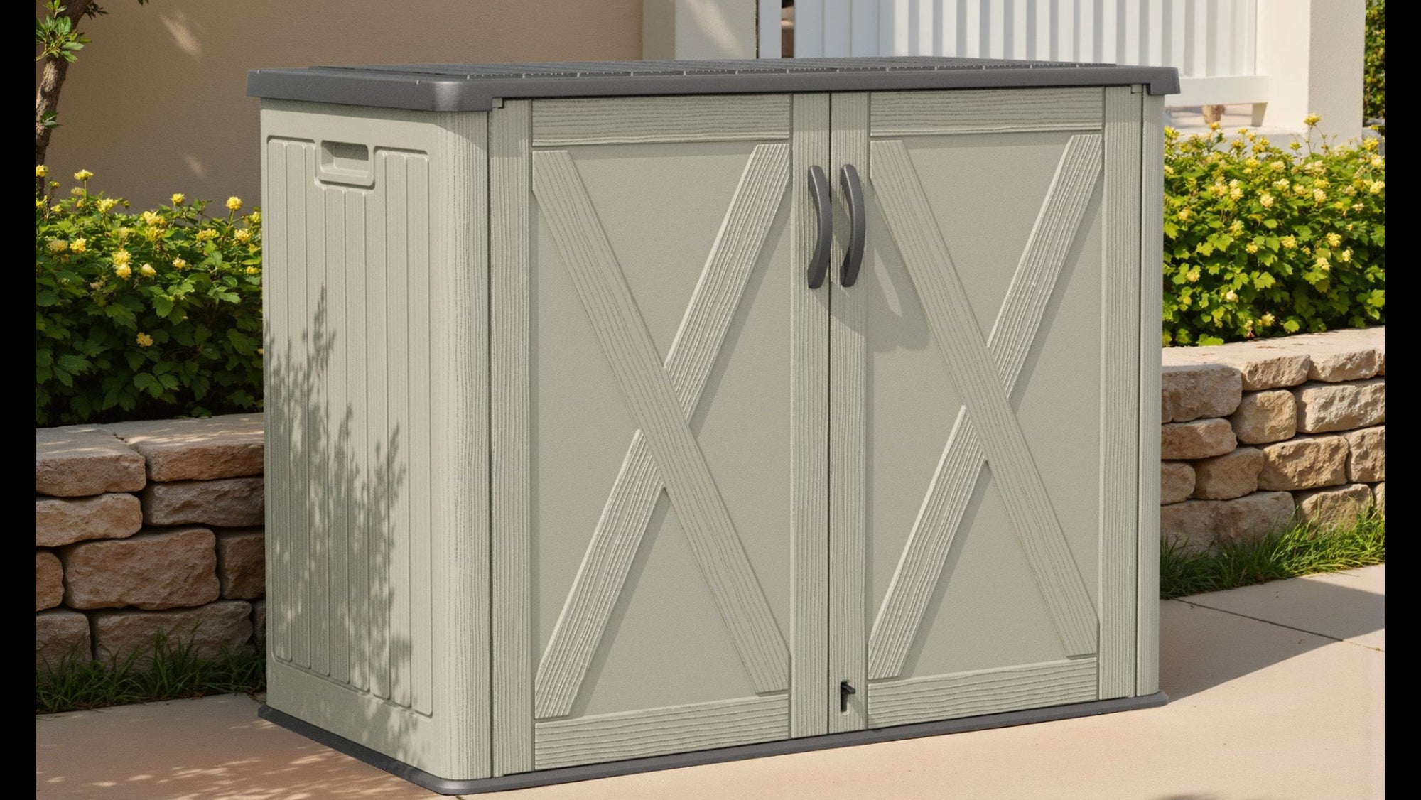 Patiowell 25 cu ft plastic cabinet beige