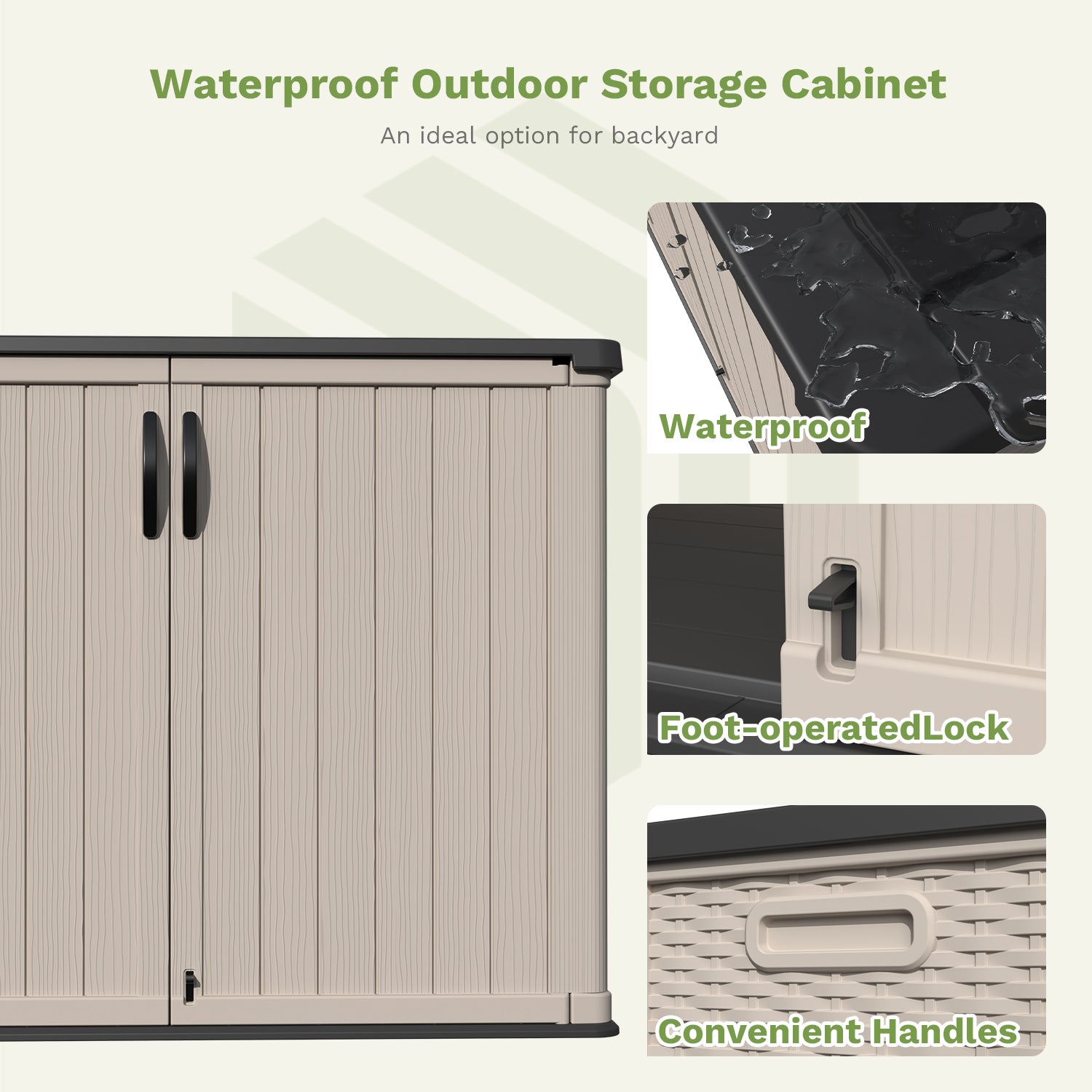 Patiowell 26 cu ft plastic cabinet beige