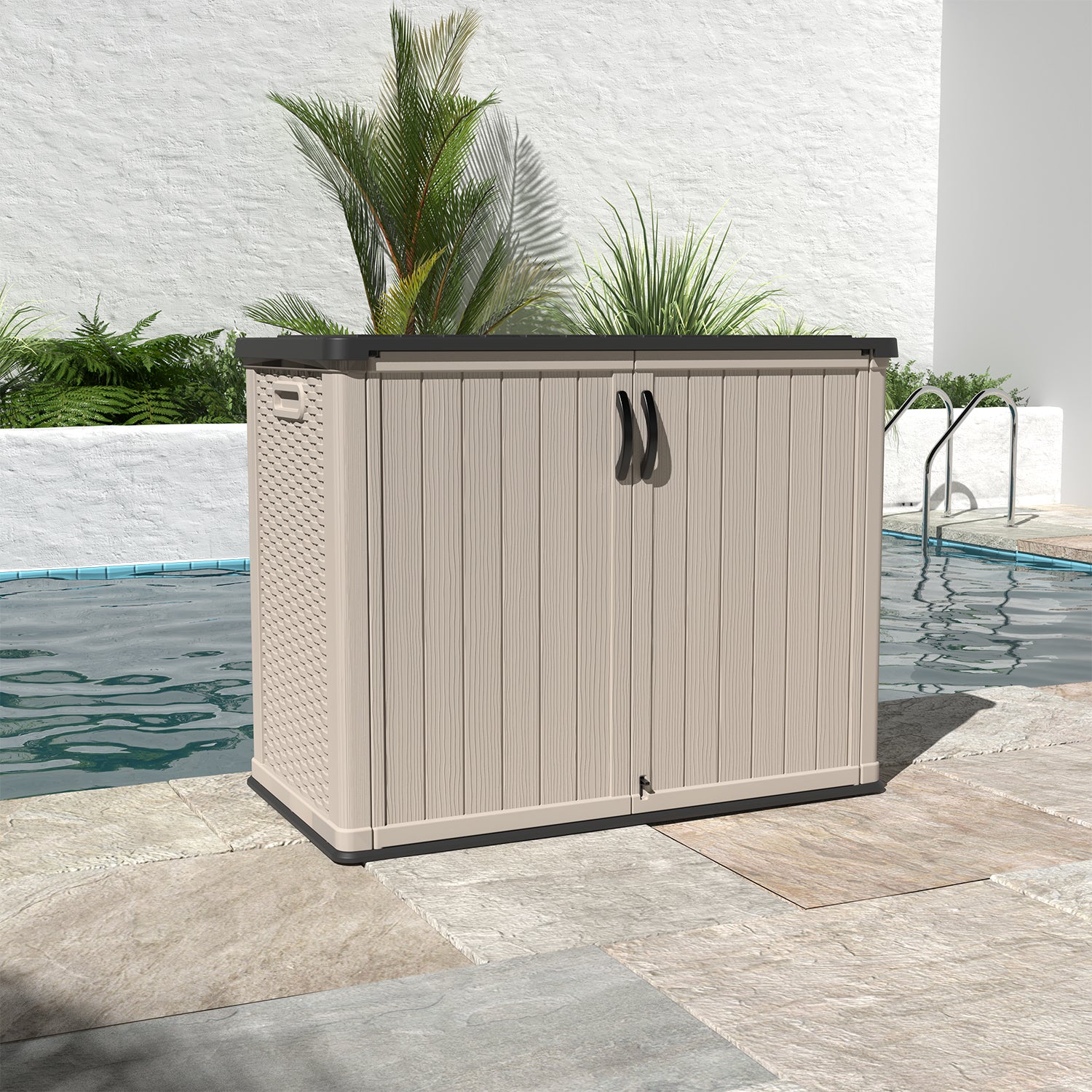Patiowell 26 cu ft plastic cabinet beige