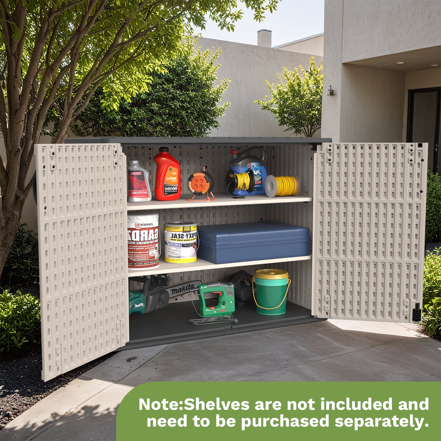 Patiowell 26 cu ft plastic cabinet beige