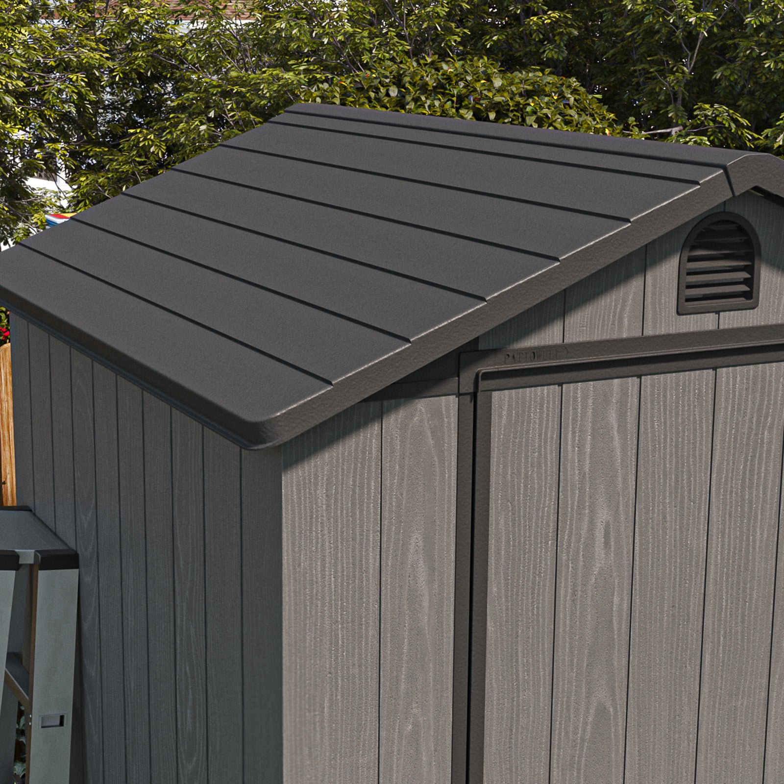 patiowell 4x4 plastic shed's slopping roof detals