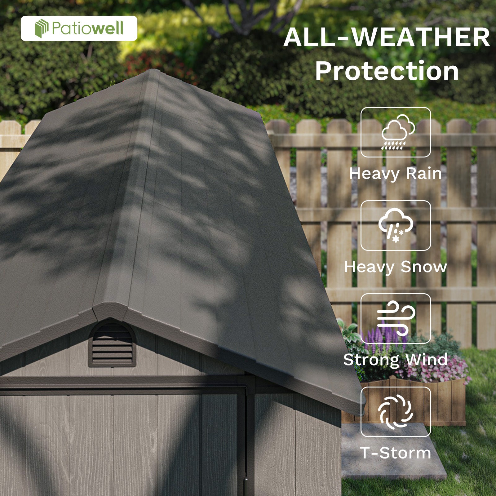 Patiowell 4x8 plastic shed dark gray