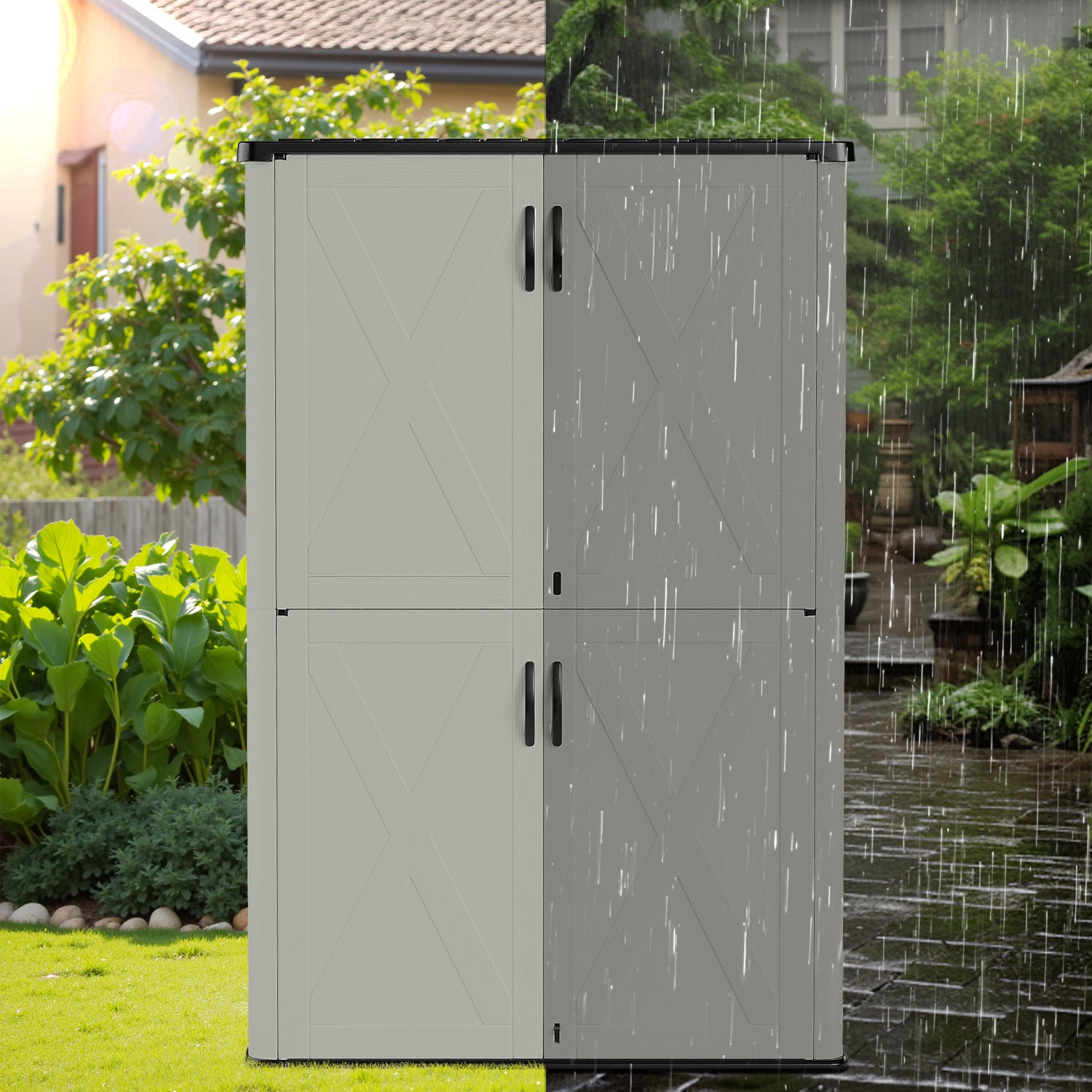 Patiowell 50 cu ft plastic cabinet beige