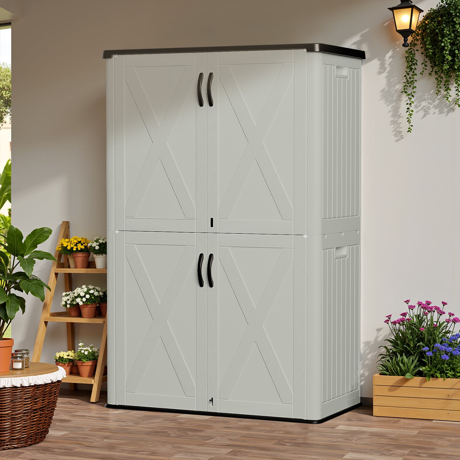 Patiowell 50 cu ft plastic cabinet beige