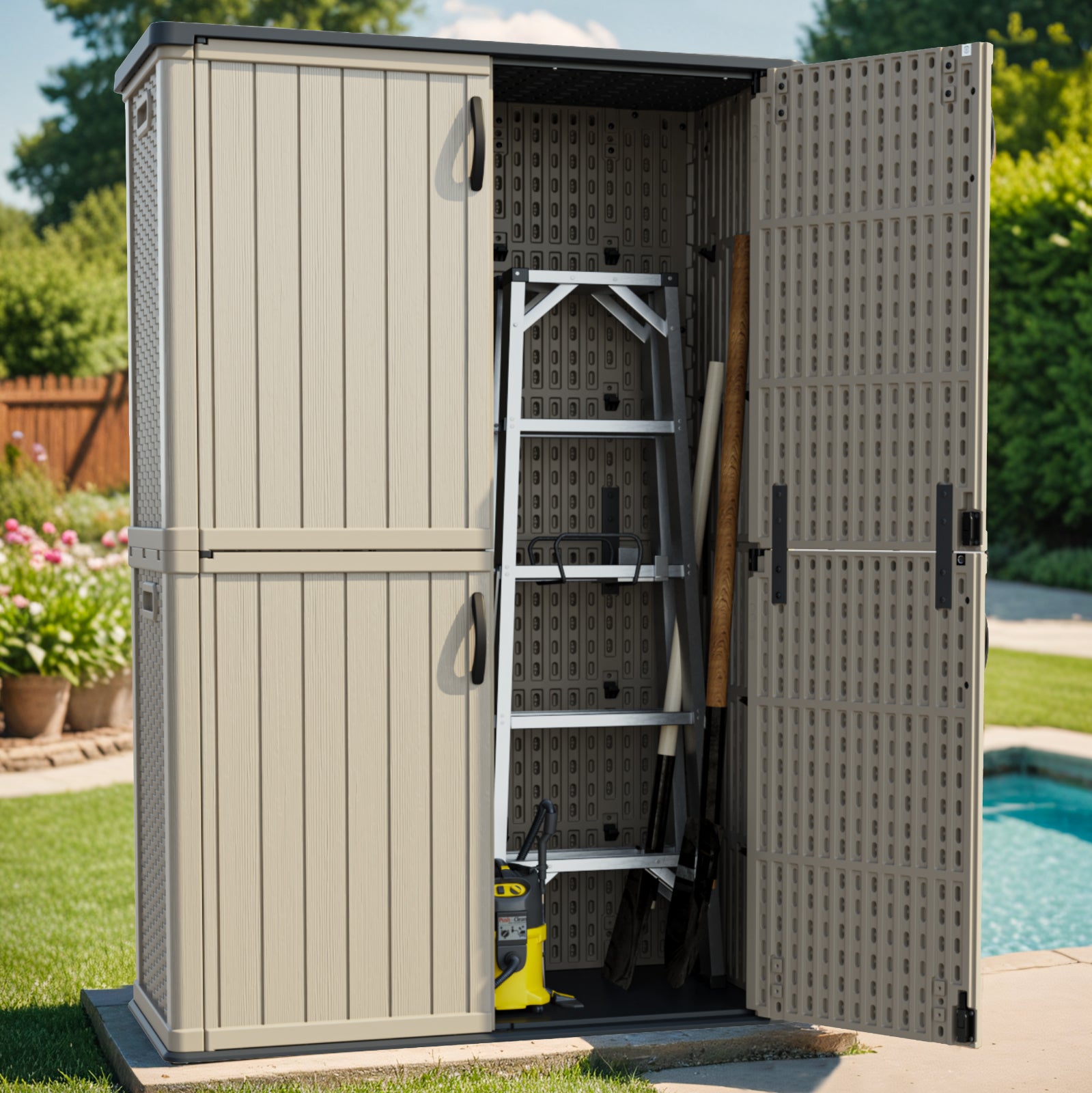 Patiowell 50 cu ft plastic cabinet beige