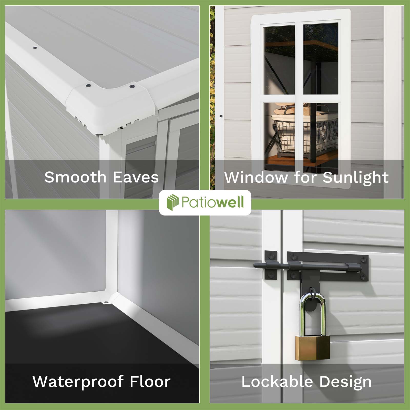 Patiowell 5x4 lean to plastic shed gray