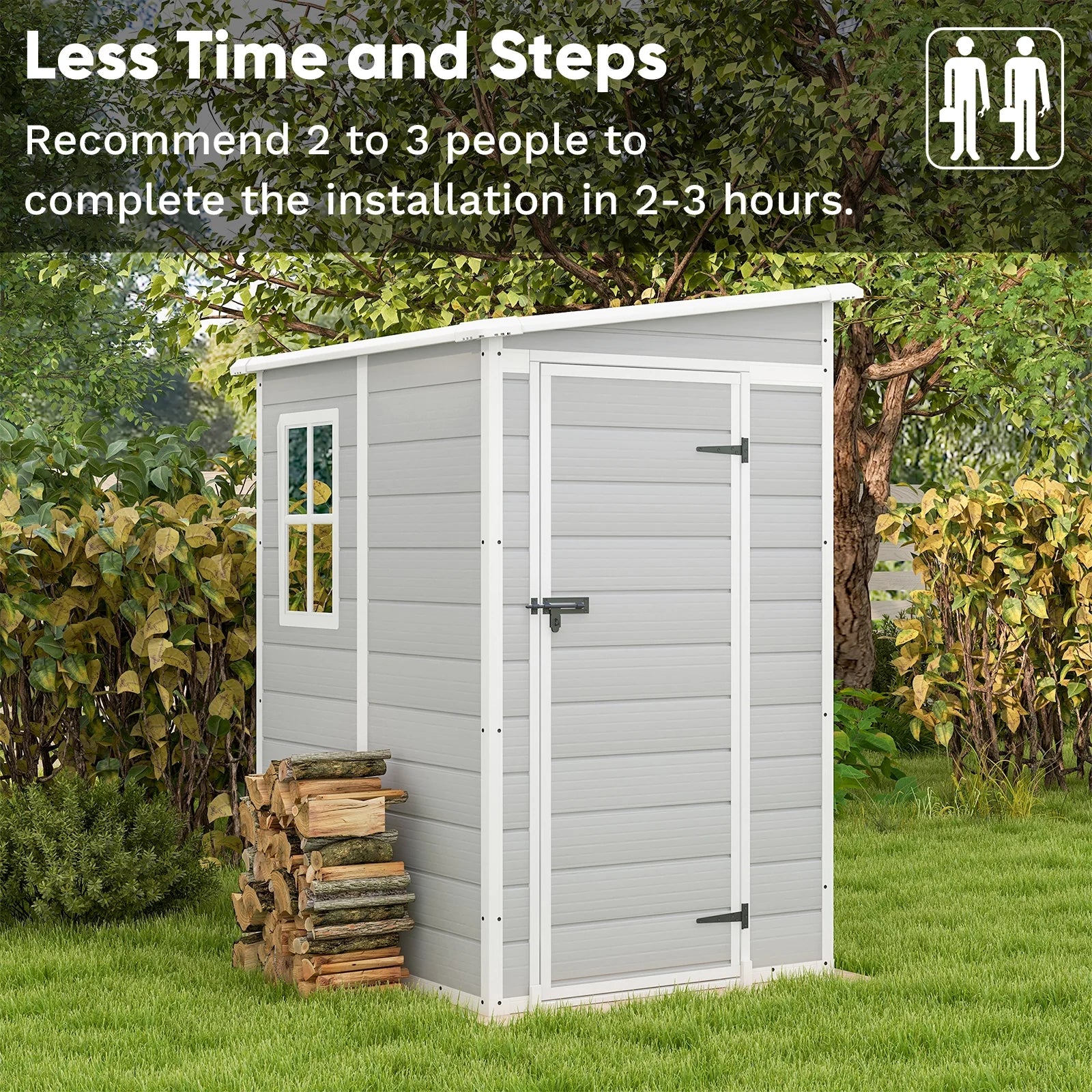 Patiowell 5x4 Plastic Storage Shed, Gray