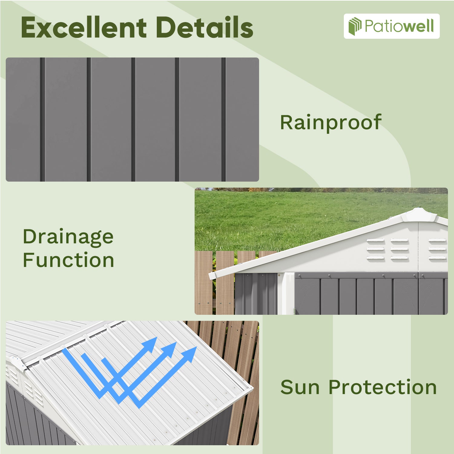 Patiowell 6x4 metal shed gray