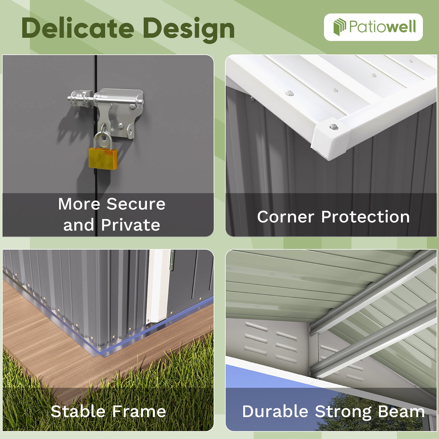 Patiowell 6x4 metal shed gray
