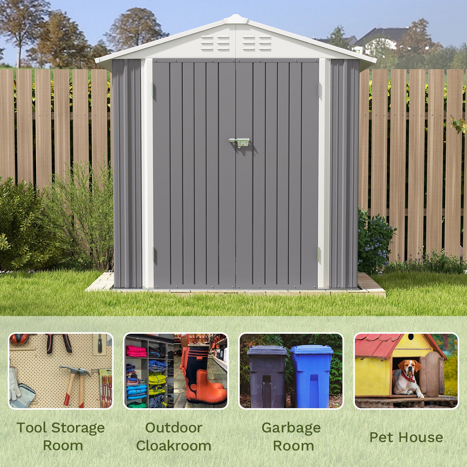 Patiowell 6x4 metal shed gray