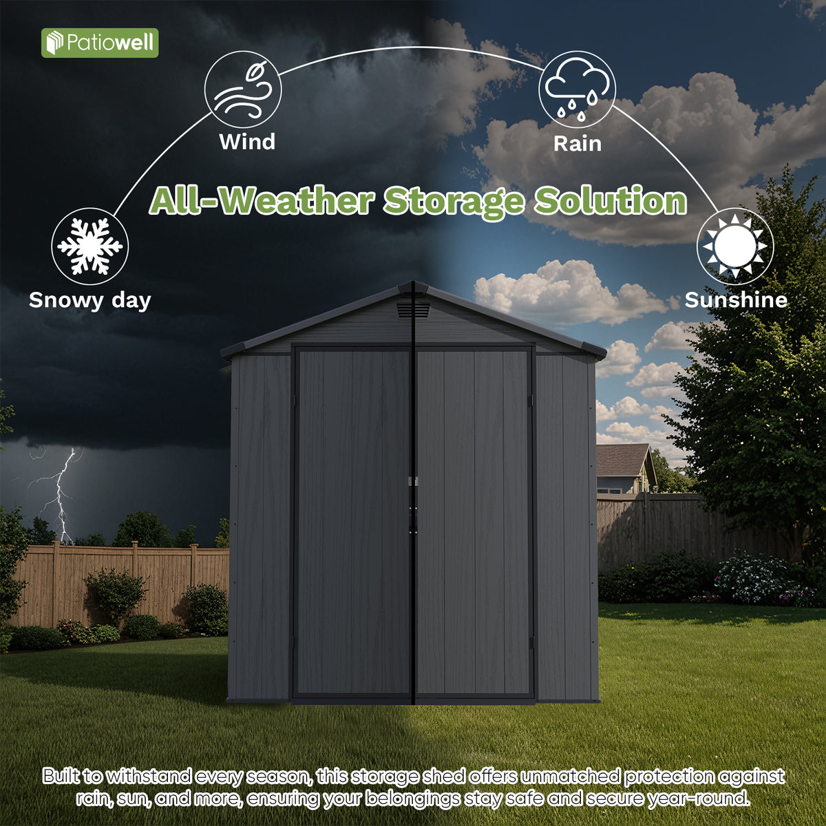 Patiowell 6x4 plastic shed dark gray