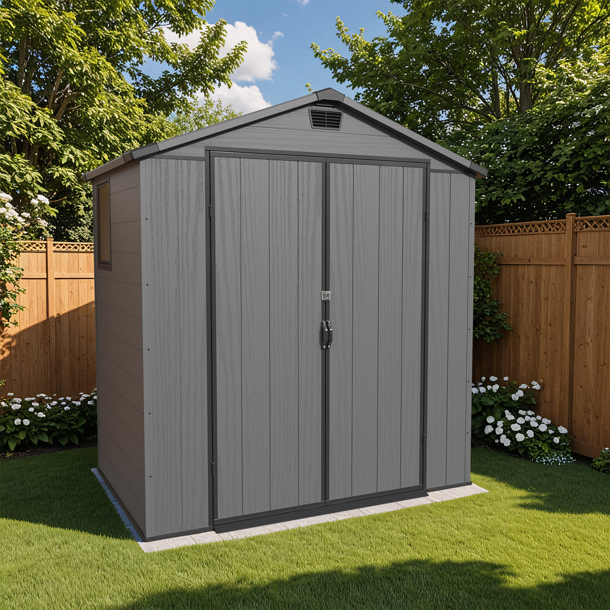 Patiowell 6x4 plastic shed dark gray