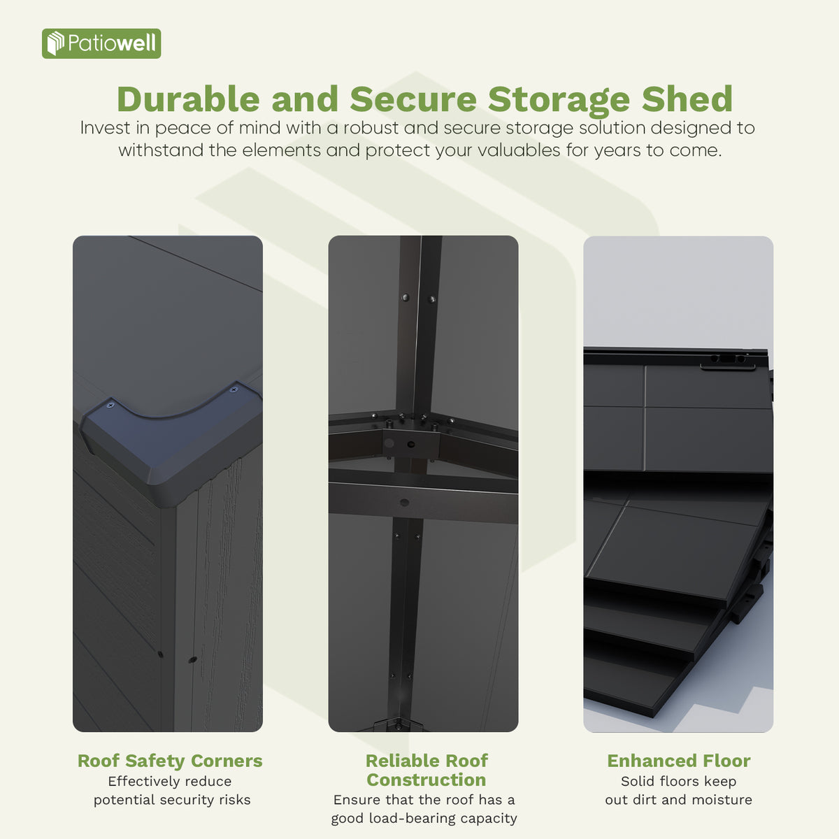 Patiowell 6x8 plastic shed dark gray