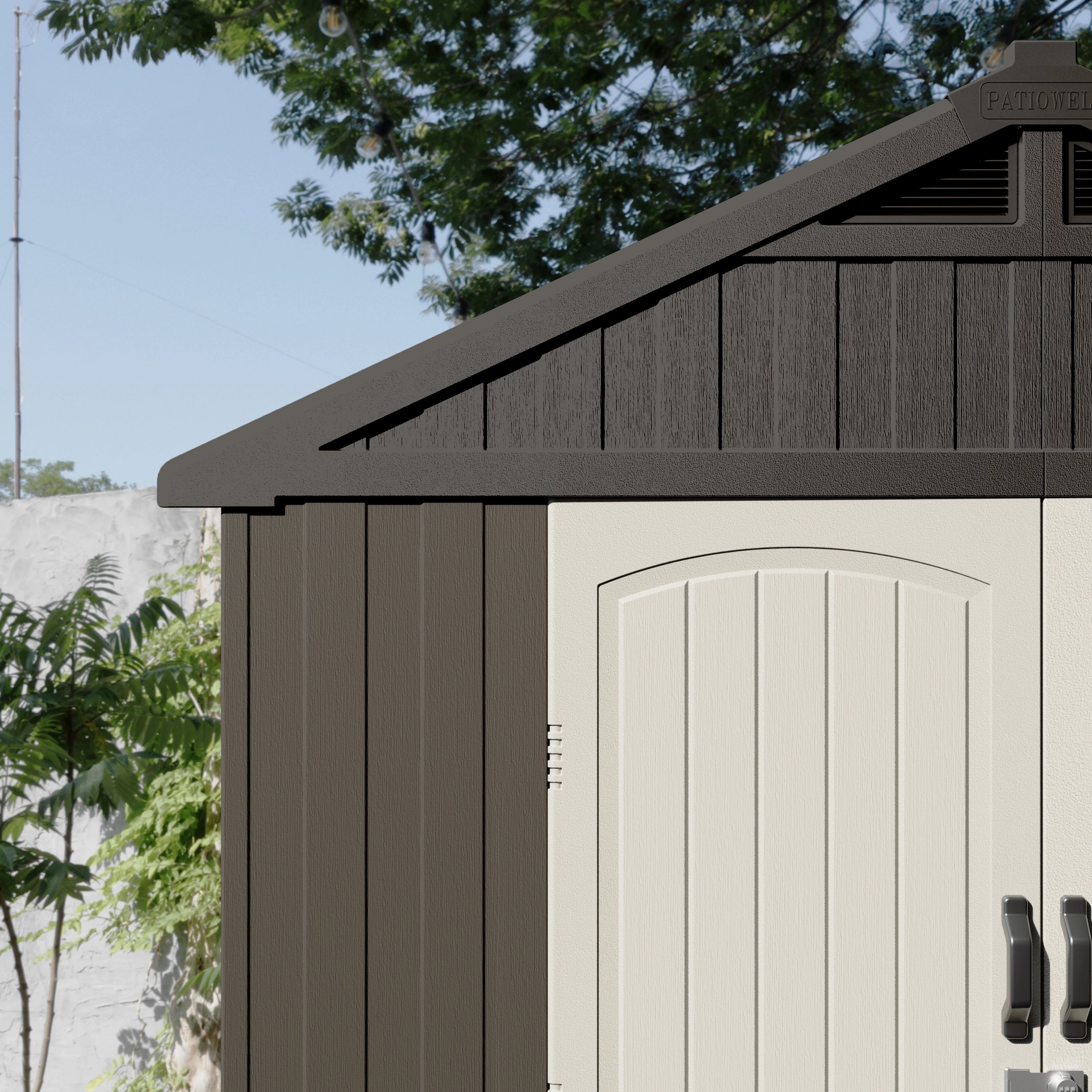 patiowell 8x10 kick-it plastic shed brown&beige
color:Brown